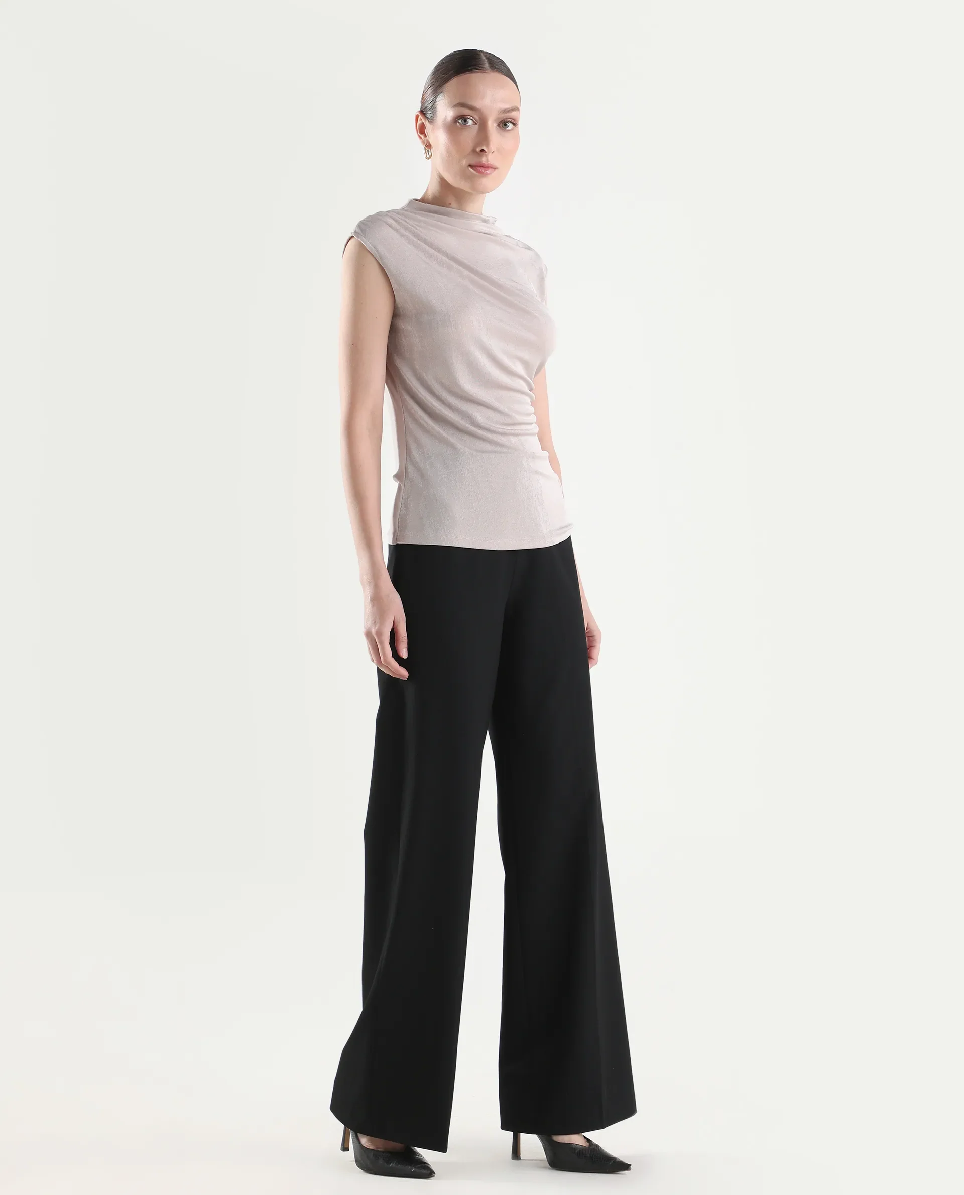 Rareism Women's Widy Black Viscose Wide Plain Trouser - Image 6