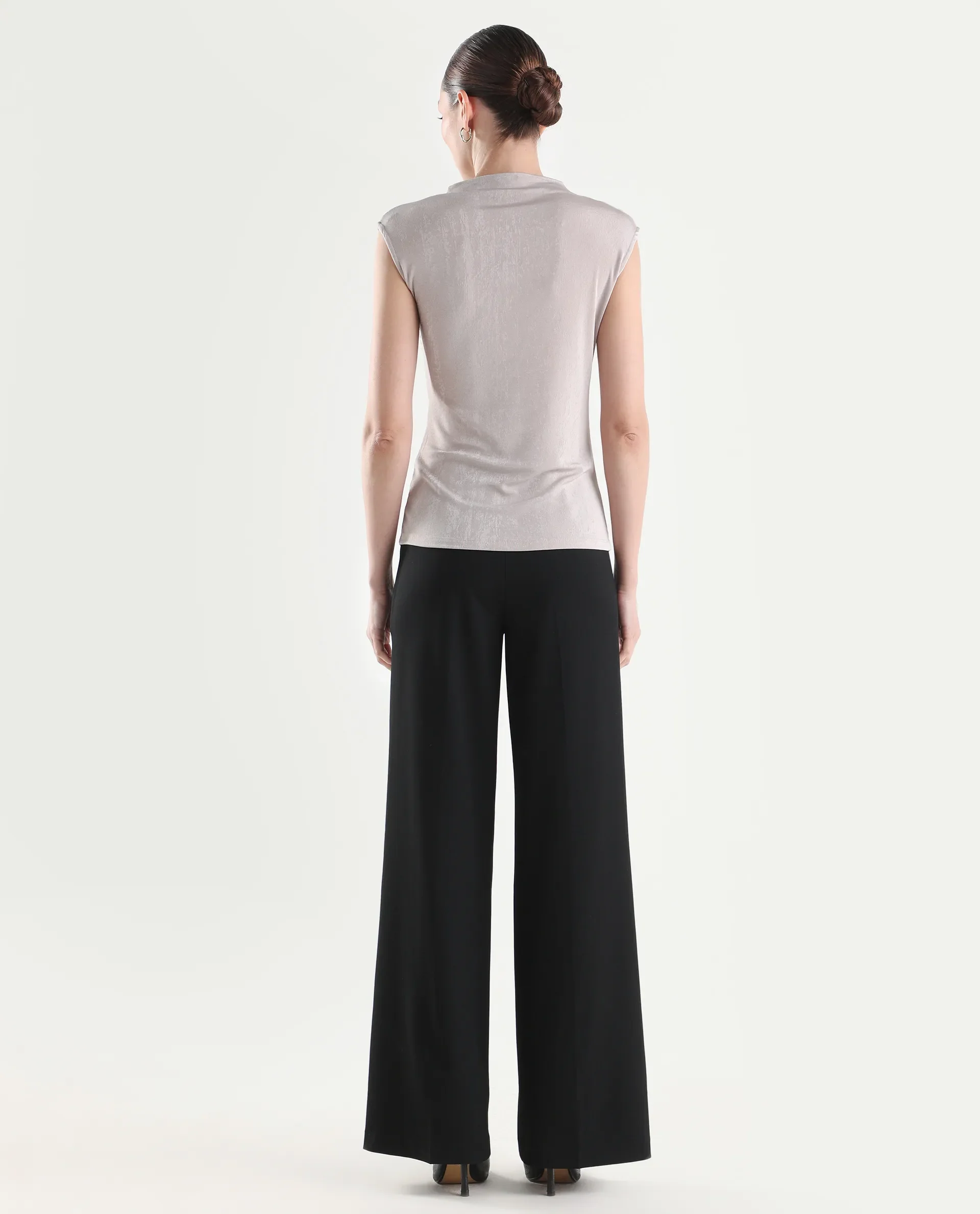 Rareism Women's Widy Black Viscose Wide Plain Trouser - Image 7