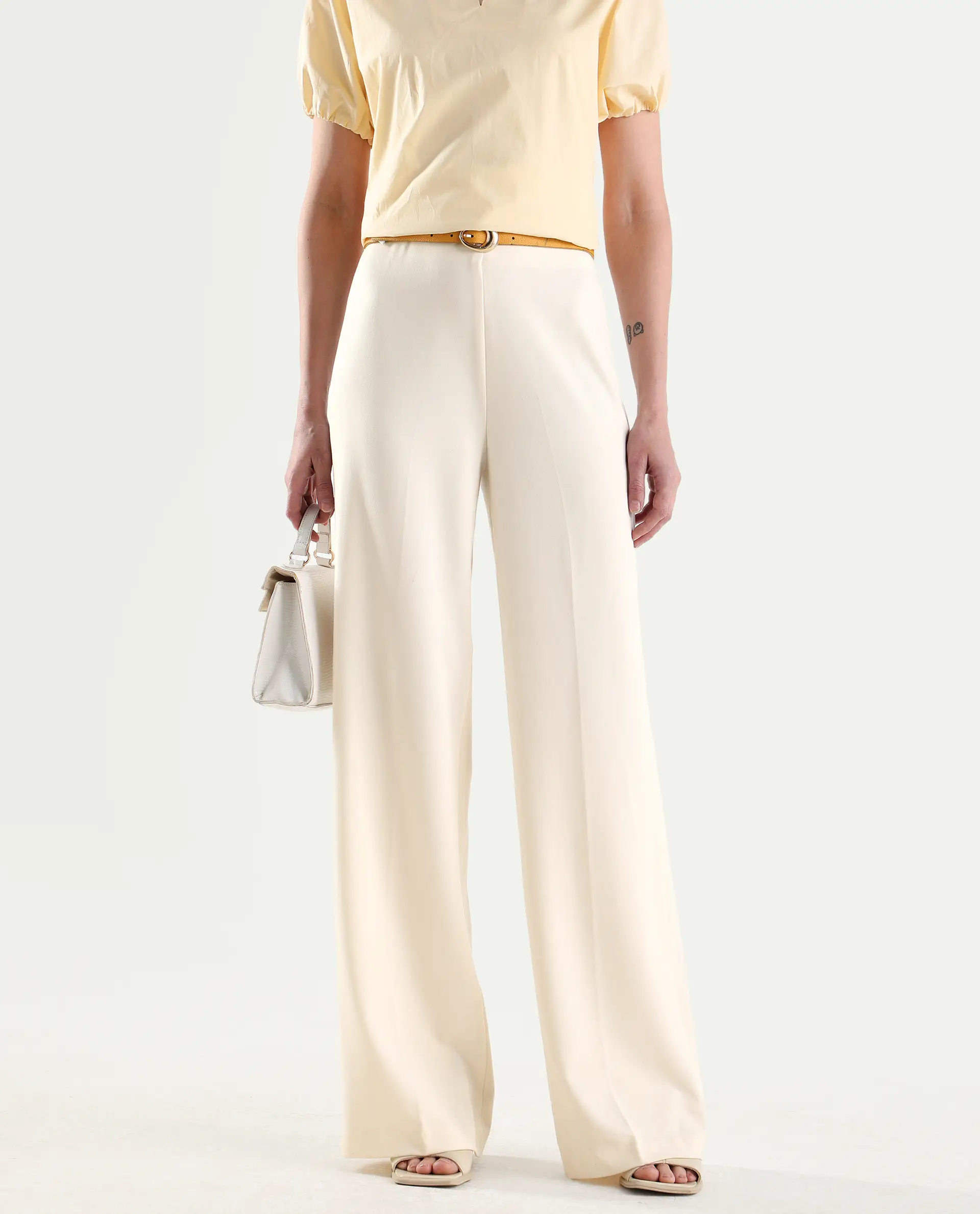 Rareism Women's Widy Off White Viscose Wide Plain Trouser - Image 2