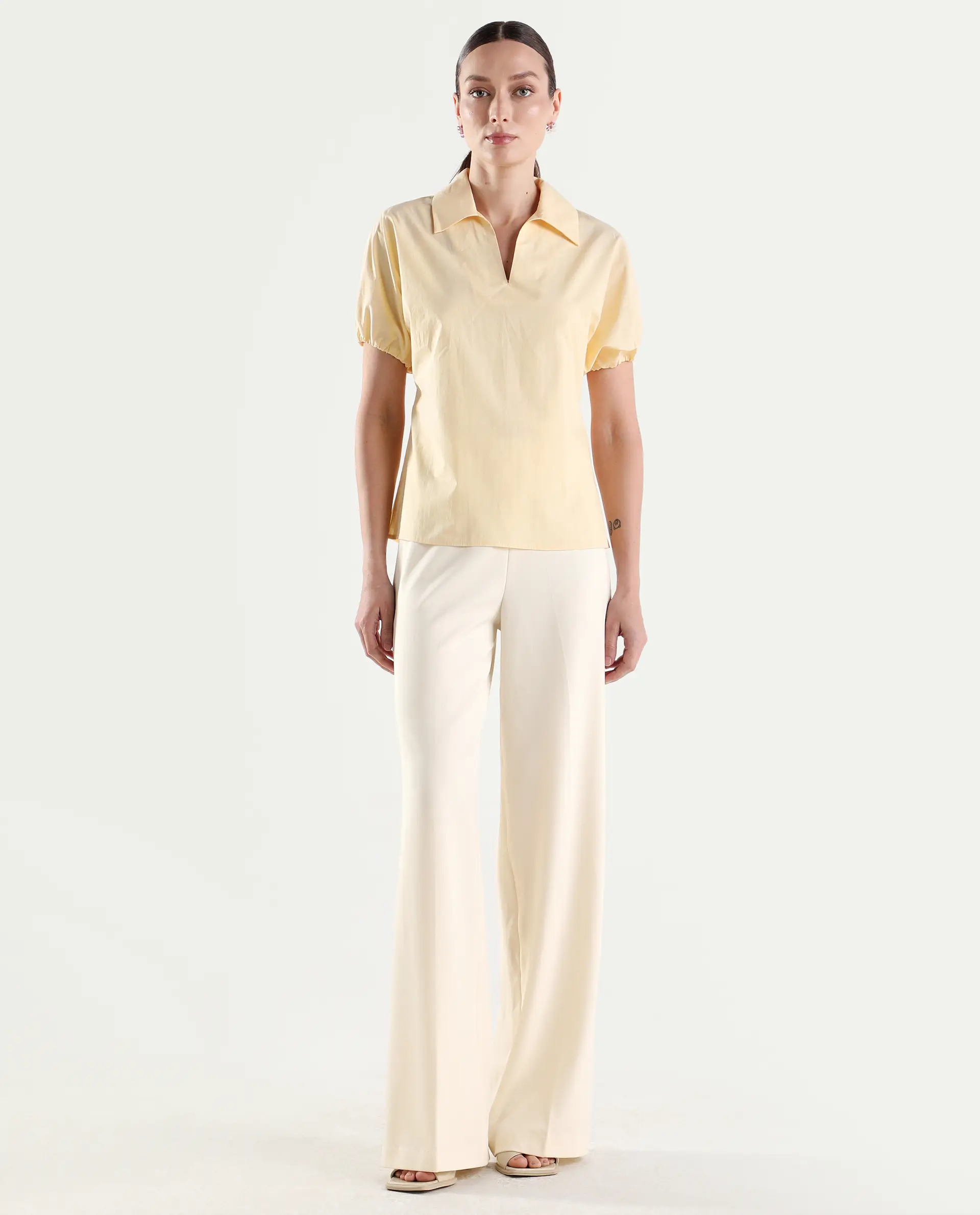 Rareism Women's Widy Off White Viscose Wide Plain Trouser - Image 3