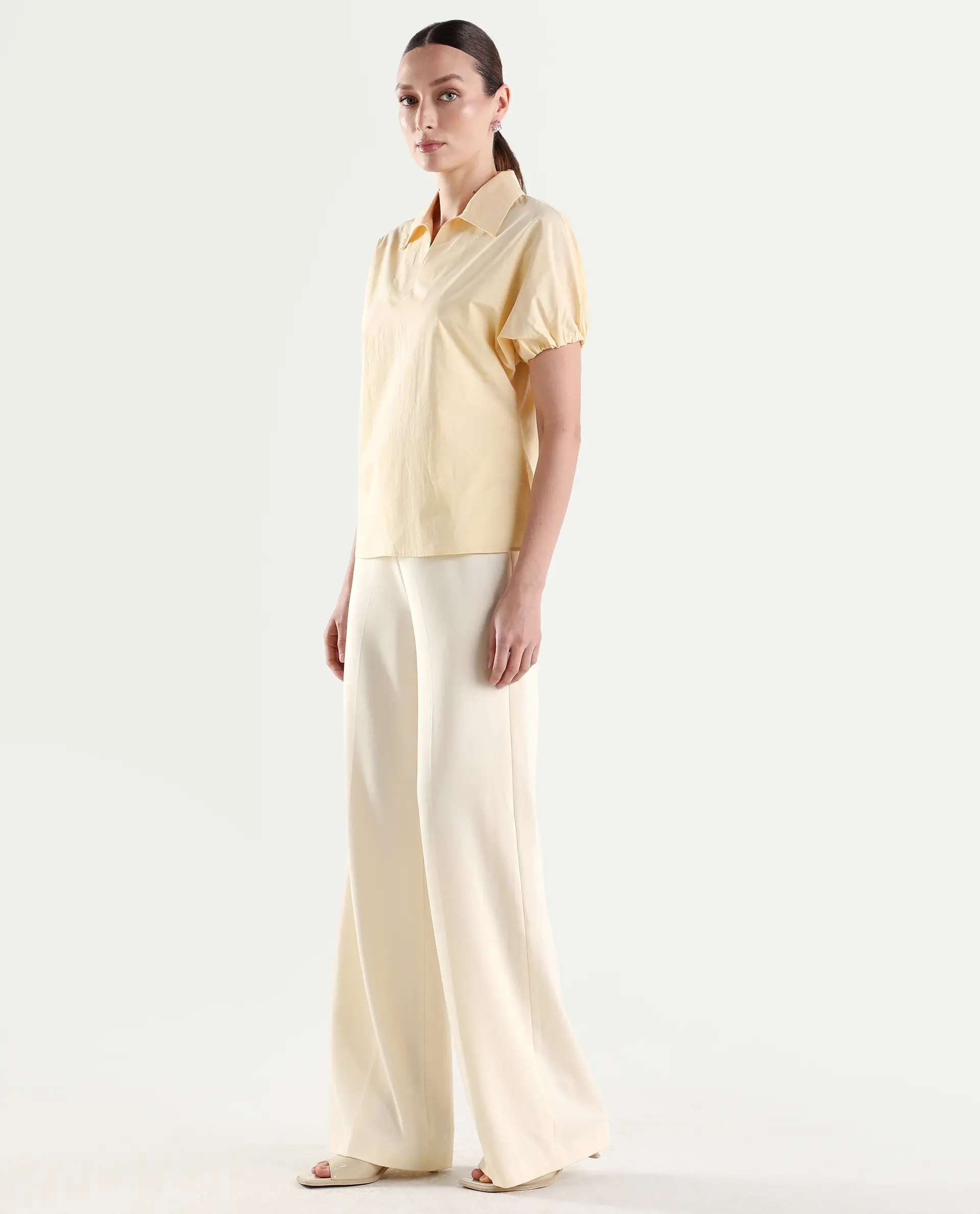 Rareism Women's Widy Off White Viscose Wide Plain Trouser - Image 4