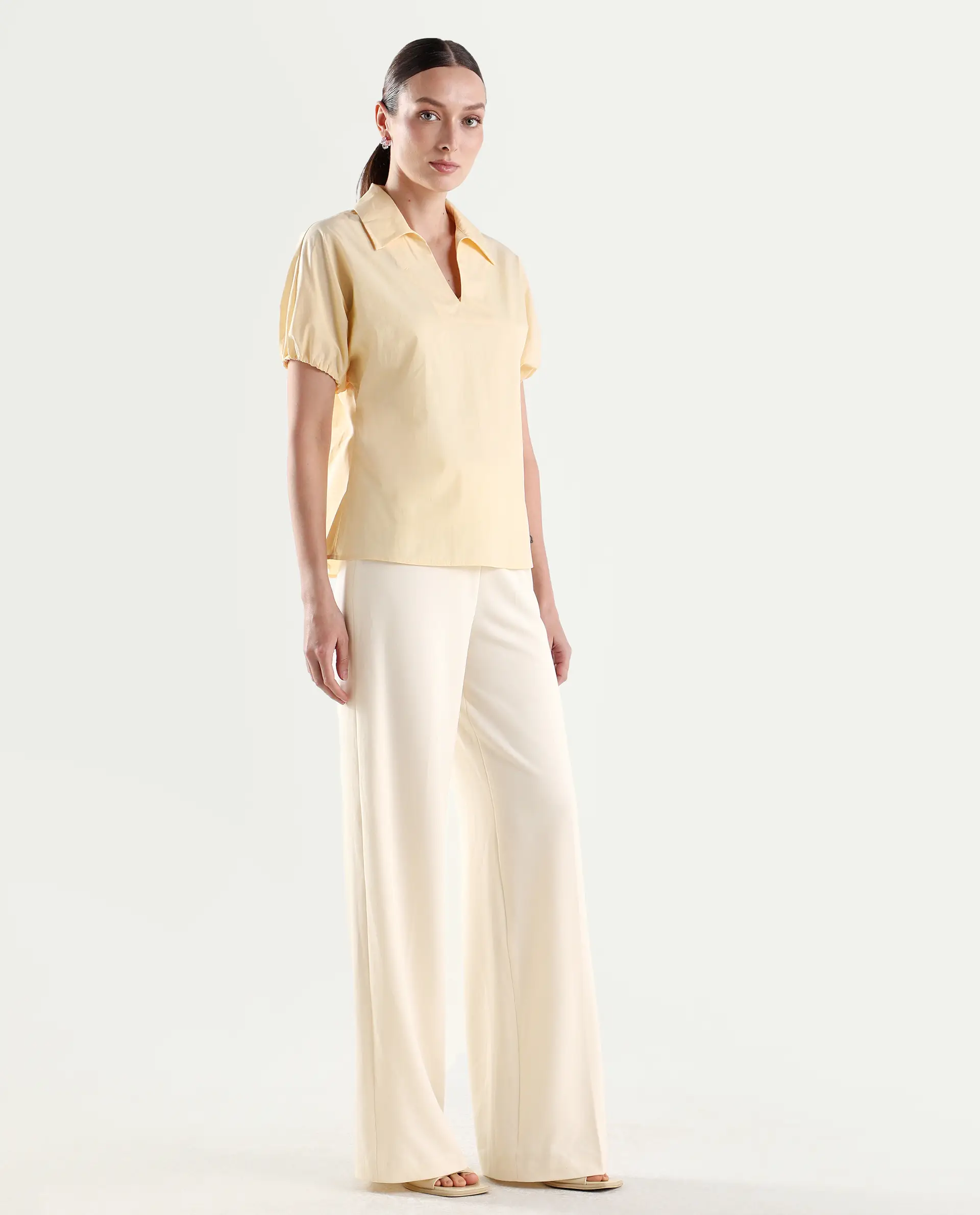 Rareism Women's Widy Off White Viscose Wide Plain Trouser - Image 5