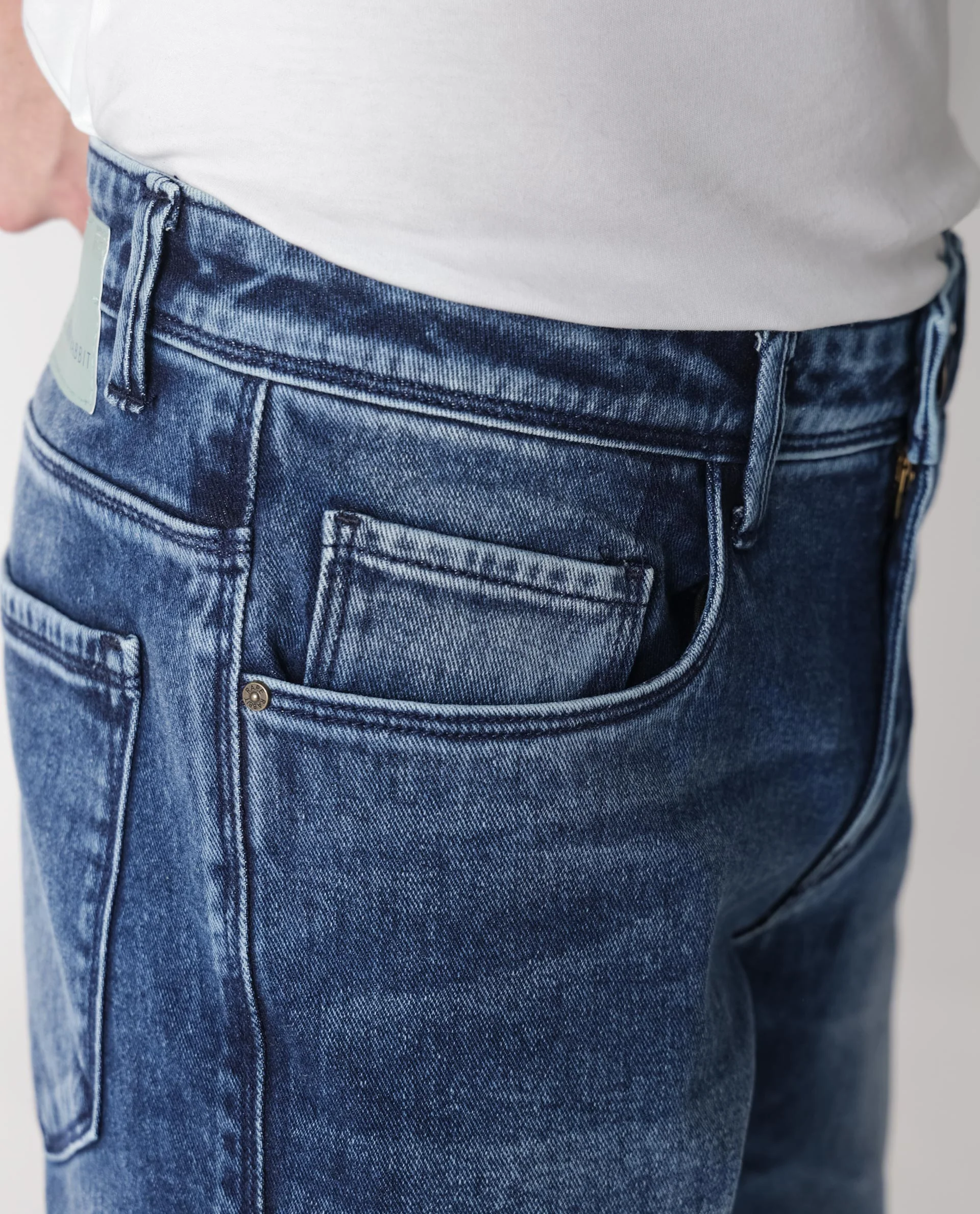 Rare Rabbit Men's Widz Dark Blue Cotton Plain Hawk Slim Fit Jeans - Image 2