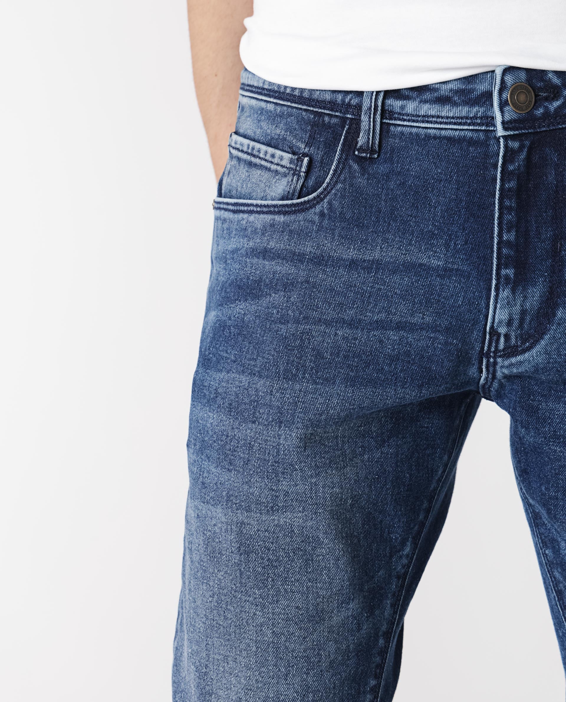 Rare Rabbit Men's Widz Dark Blue Cotton Plain Hawk Slim Fit Jeans - Image 4