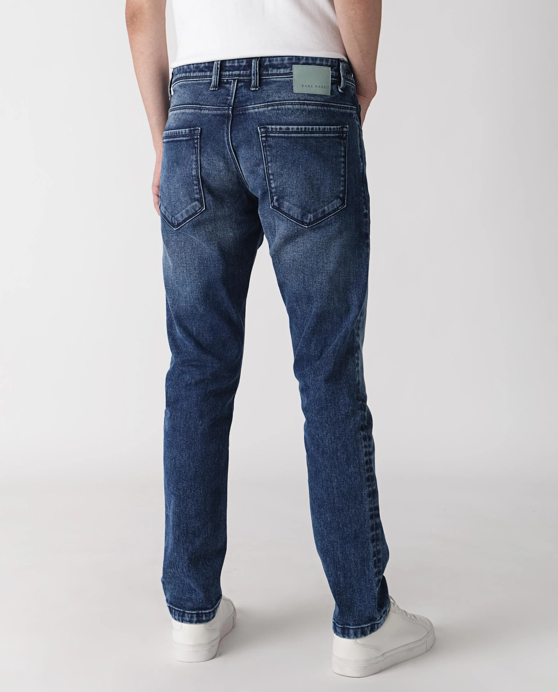Rare Rabbit Men's Widz Dark Blue Cotton Plain Hawk Slim Fit Jeans - Image 8