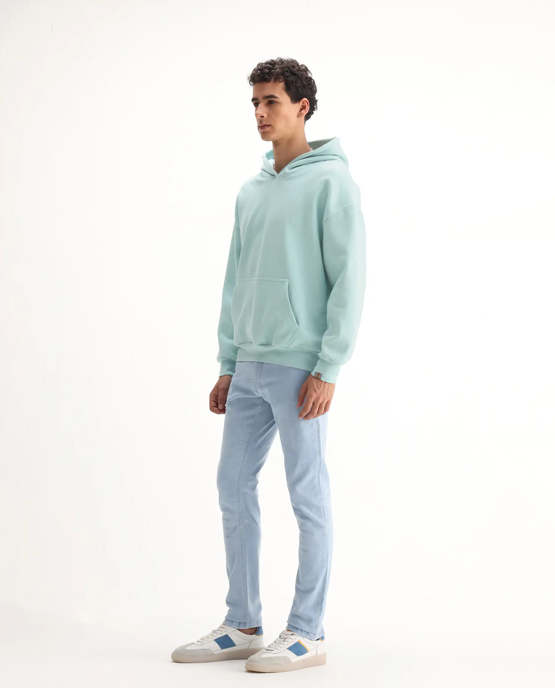 Rare Rabbit Men's Will Light Blue Cotton Plain Hawk Slim Fit Jeans - Image 5