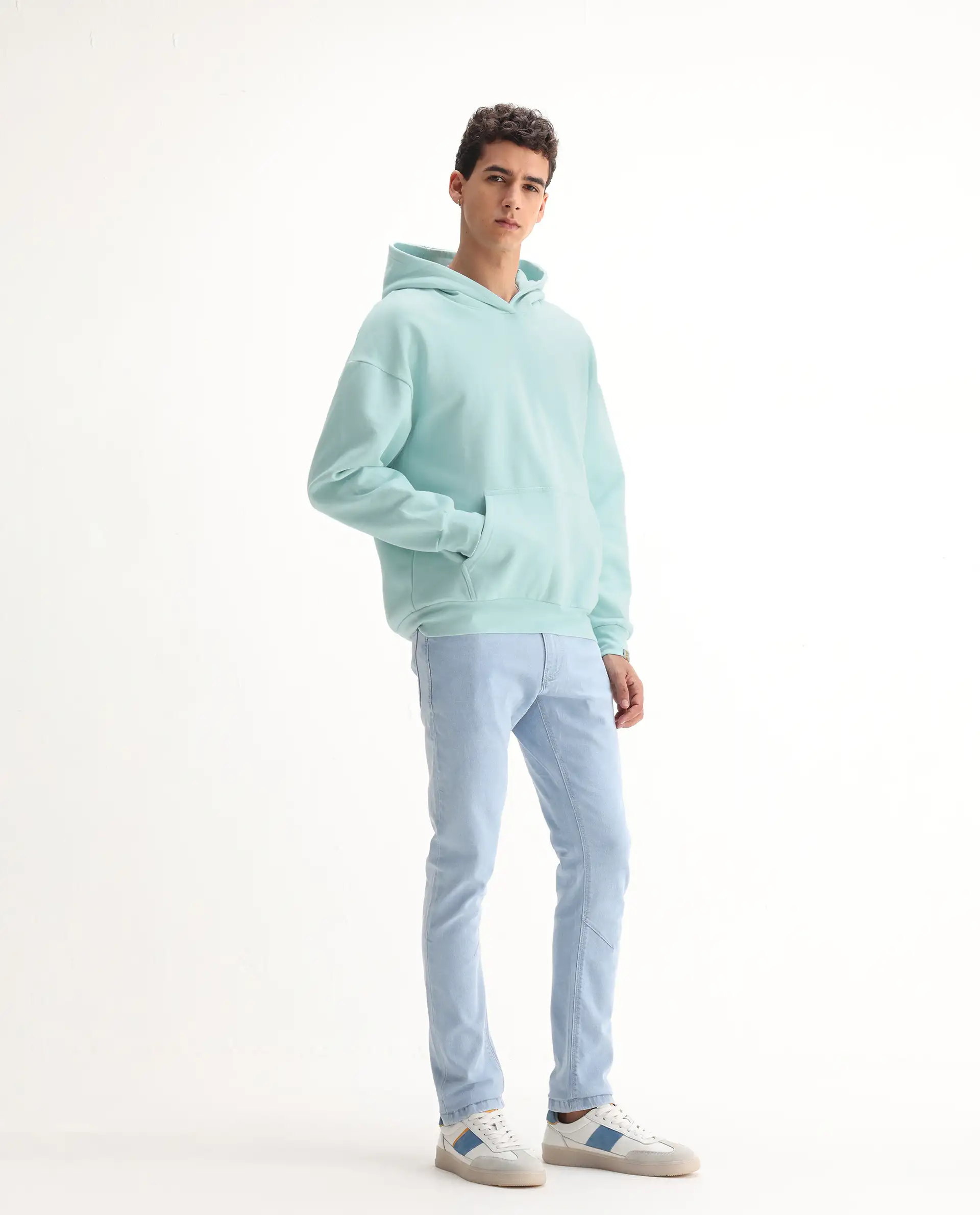Rare Rabbit Men's Will Light Blue Cotton Plain Hawk Slim Fit Jeans - Image 6