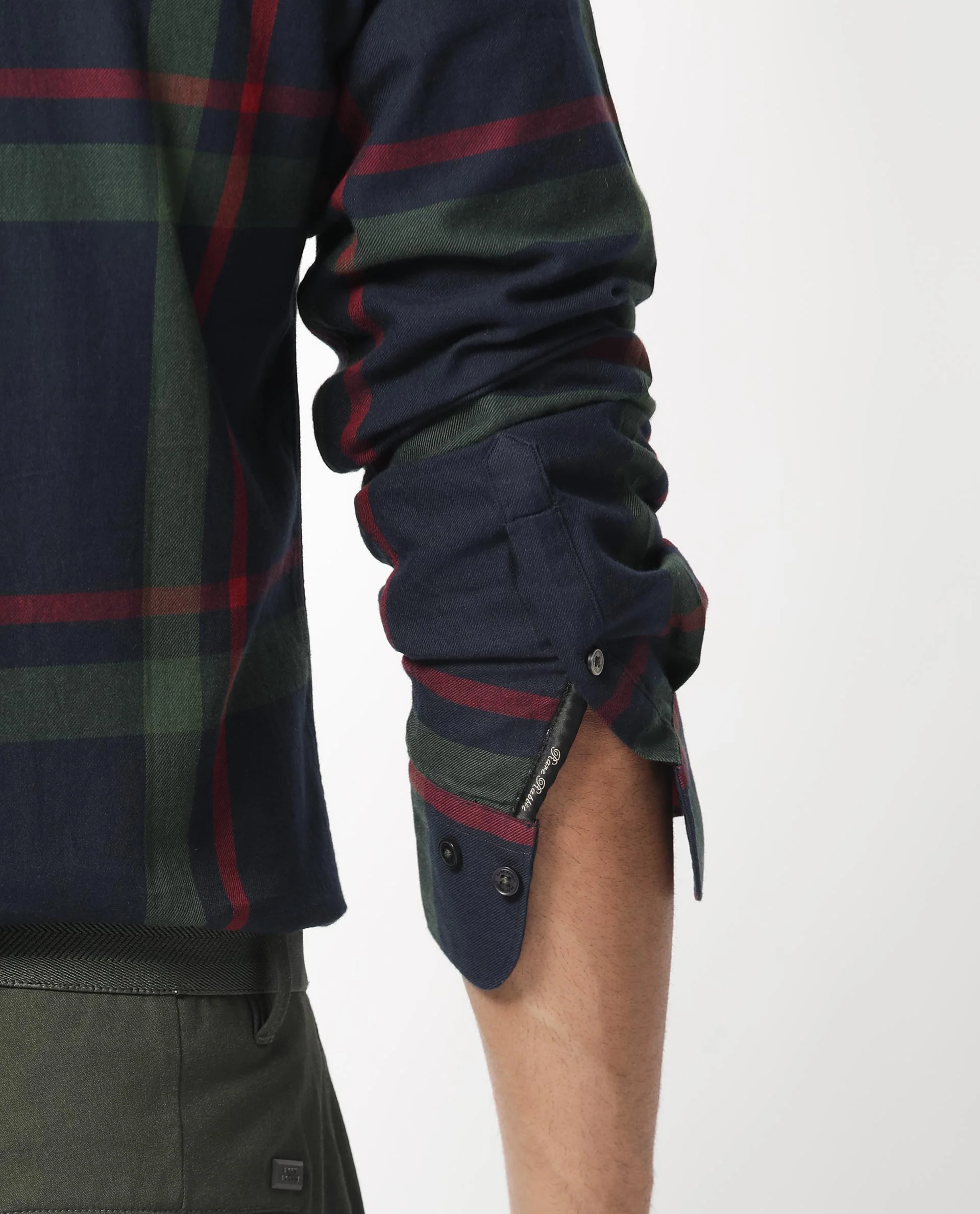 Rare Rabbit Men's Wink Dark Navy Cotton Checked Print Regular Fit Full Sleeve Collared Shirt - Image 5