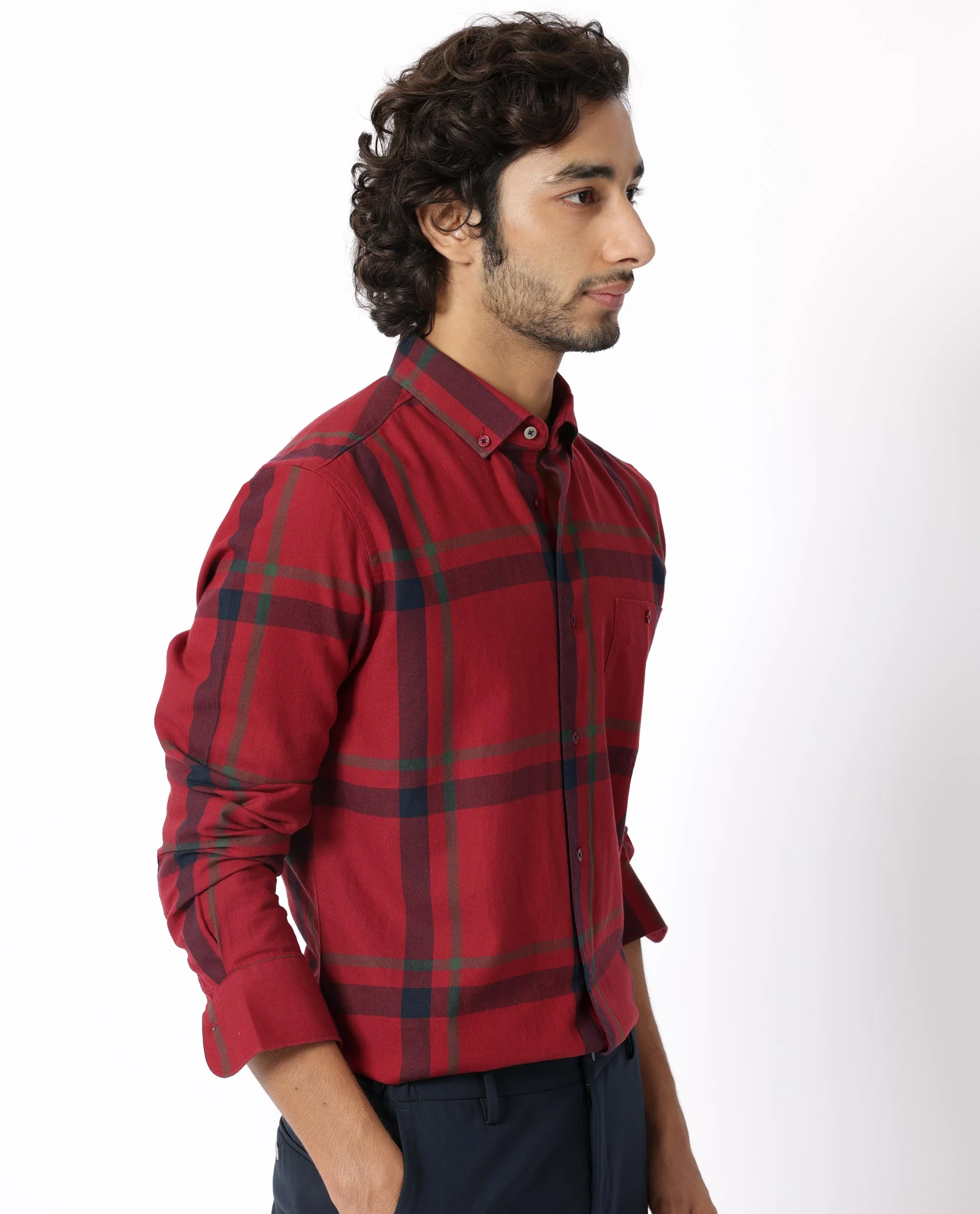 Rare Rabbit Men's Wink Red Cotton Checked Print Regular Fit Full Sleeve Collared Shirt - Image 6