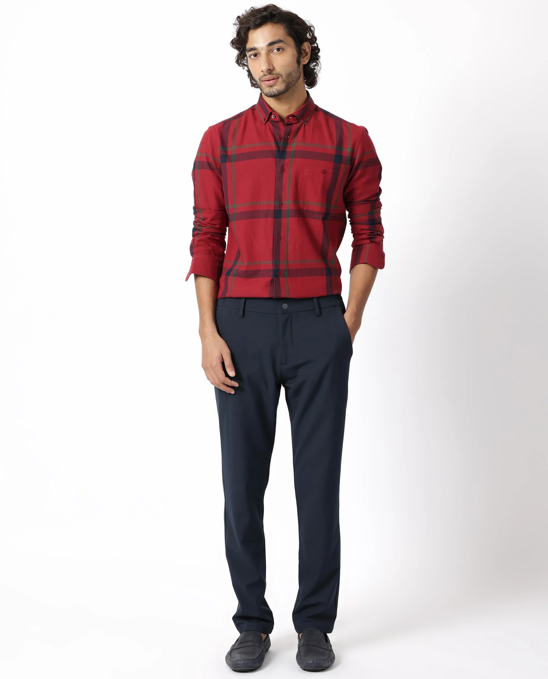 Rare Rabbit Men's Wink Red Cotton Checked Print Regular Fit Full Sleeve Collared Shirt - Image 7