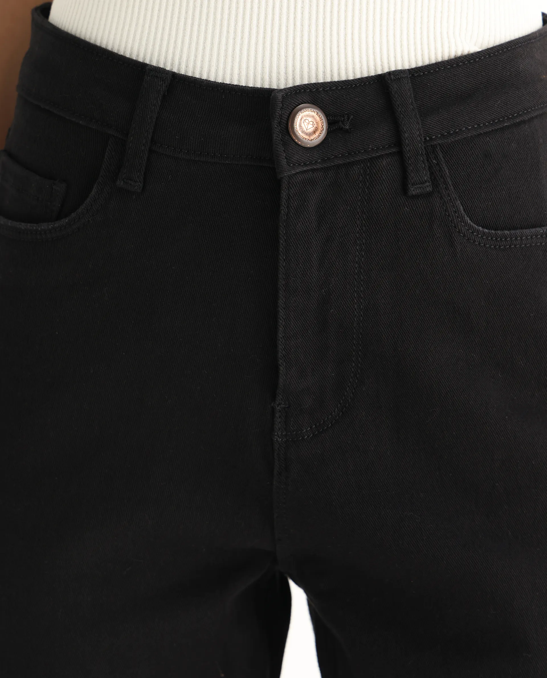 Rareism Women's Winona Black Cotton Blend Plain Ankle Length Classic Bootcut Jeans - Image 3