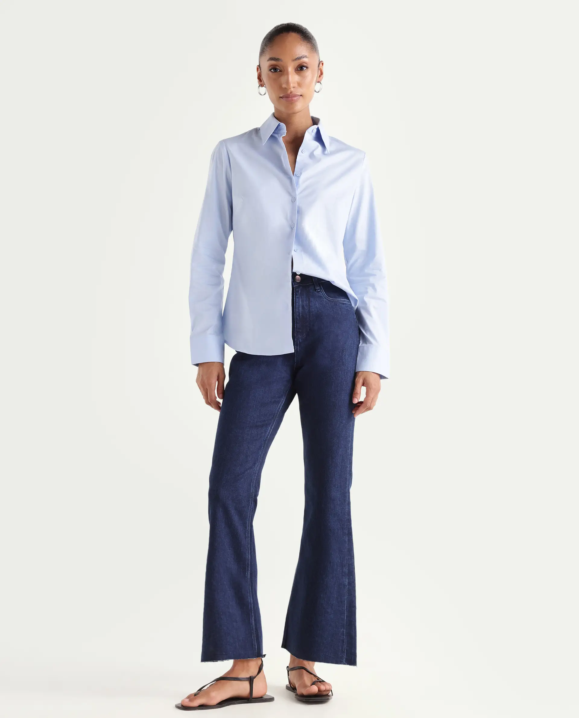 Rareism Women's Winona Dark Blue Cotton Blend Plain Ankle Length Classic Bootcut Jeans - Image 2