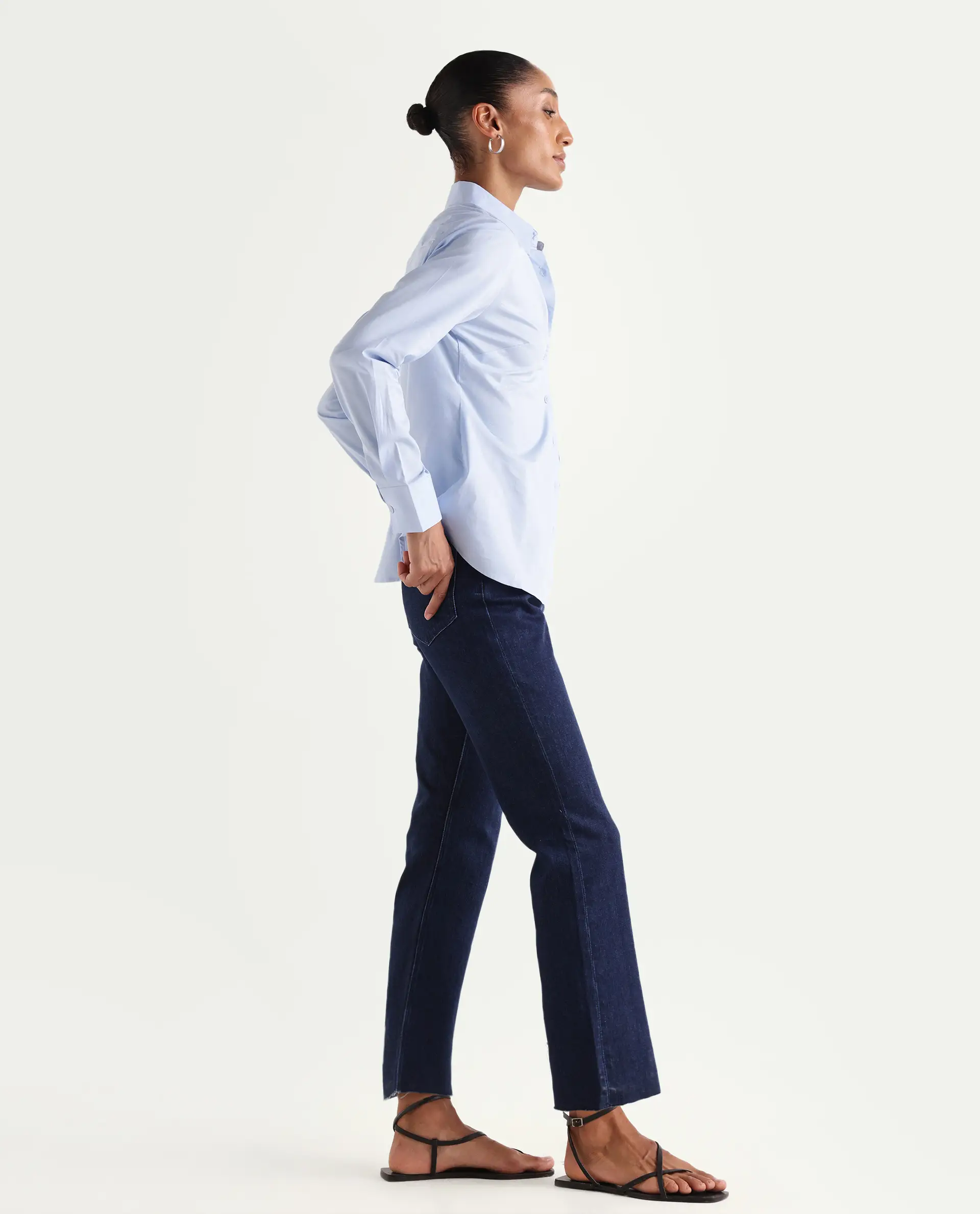 Rareism Women's Winona Dark Blue Cotton Blend Plain Ankle Length Classic Bootcut Jeans - Image 5