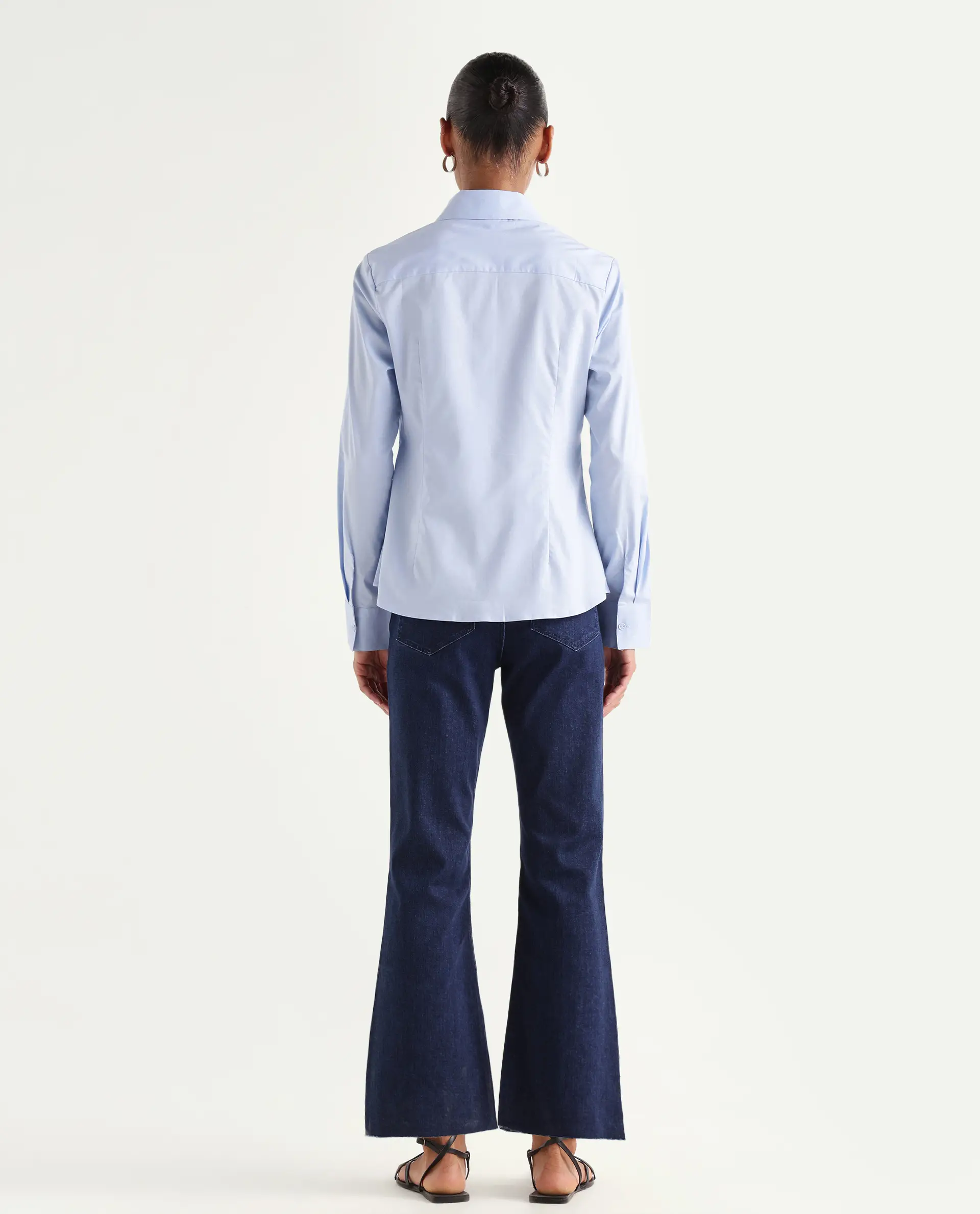 Rareism Women's Winona Dark Blue Cotton Blend Plain Ankle Length Classic Bootcut Jeans - Image 6