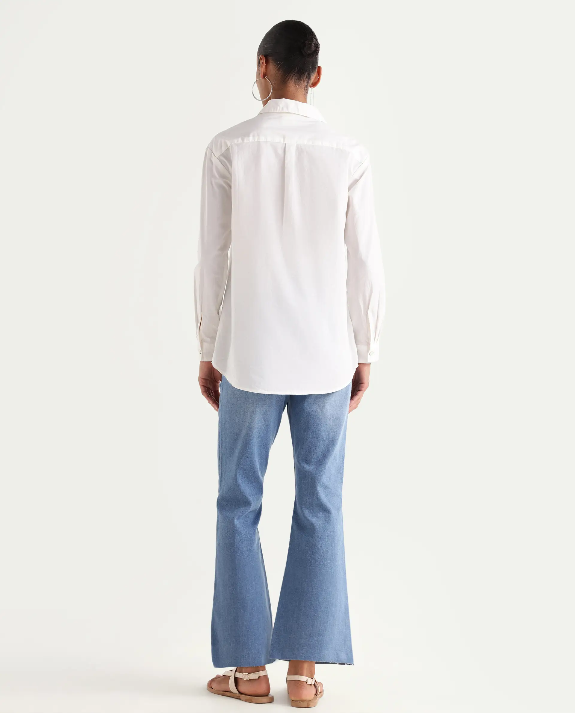 Rareism Women's Winona Pastel Blue Cotton Blend Plain Ankle Length Classic Bootcut Jeans - Image 6