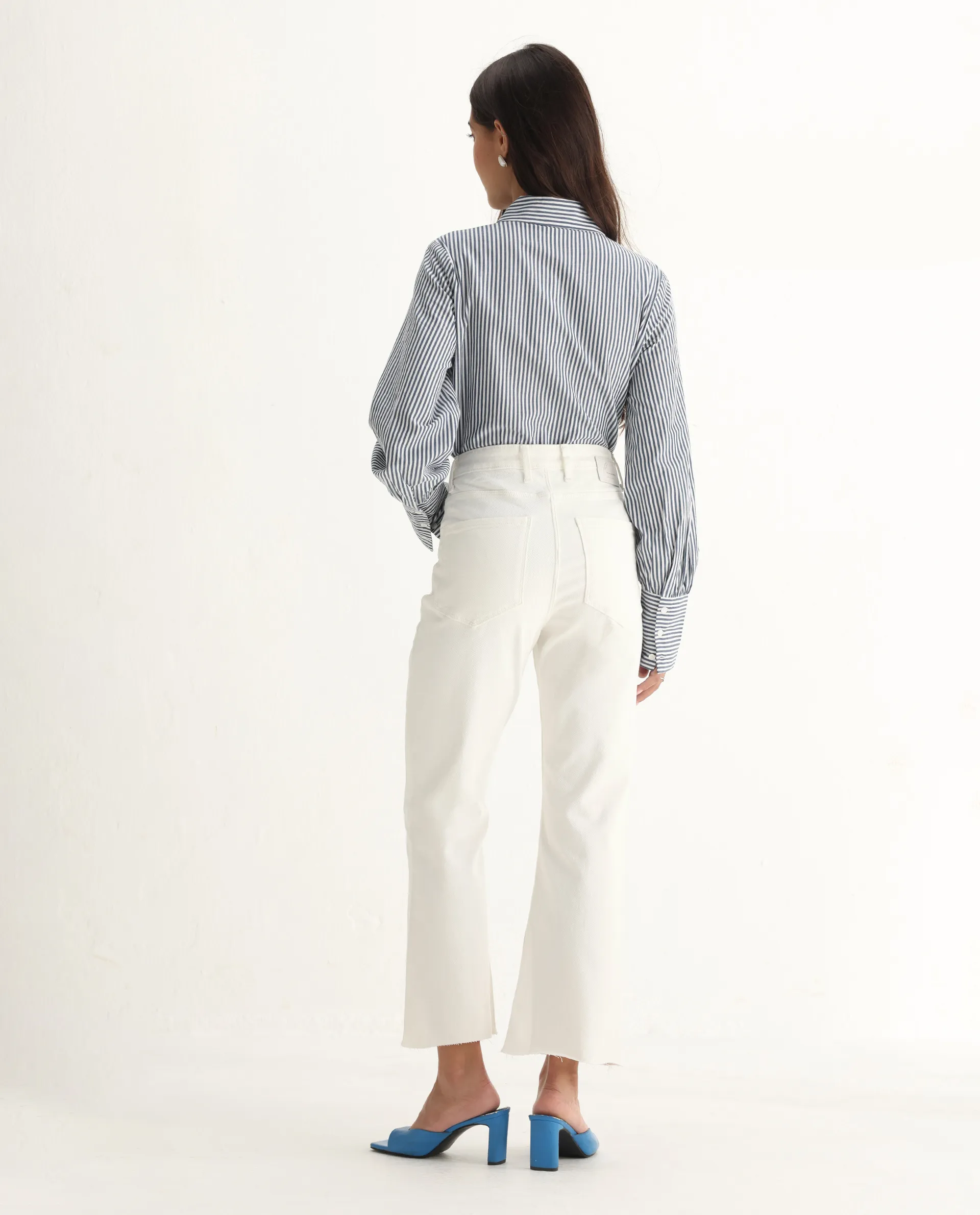 Rareism Women's Winona White Cotton Blend Plain Ankle Length Classic Bootcut Jeans - Image 9