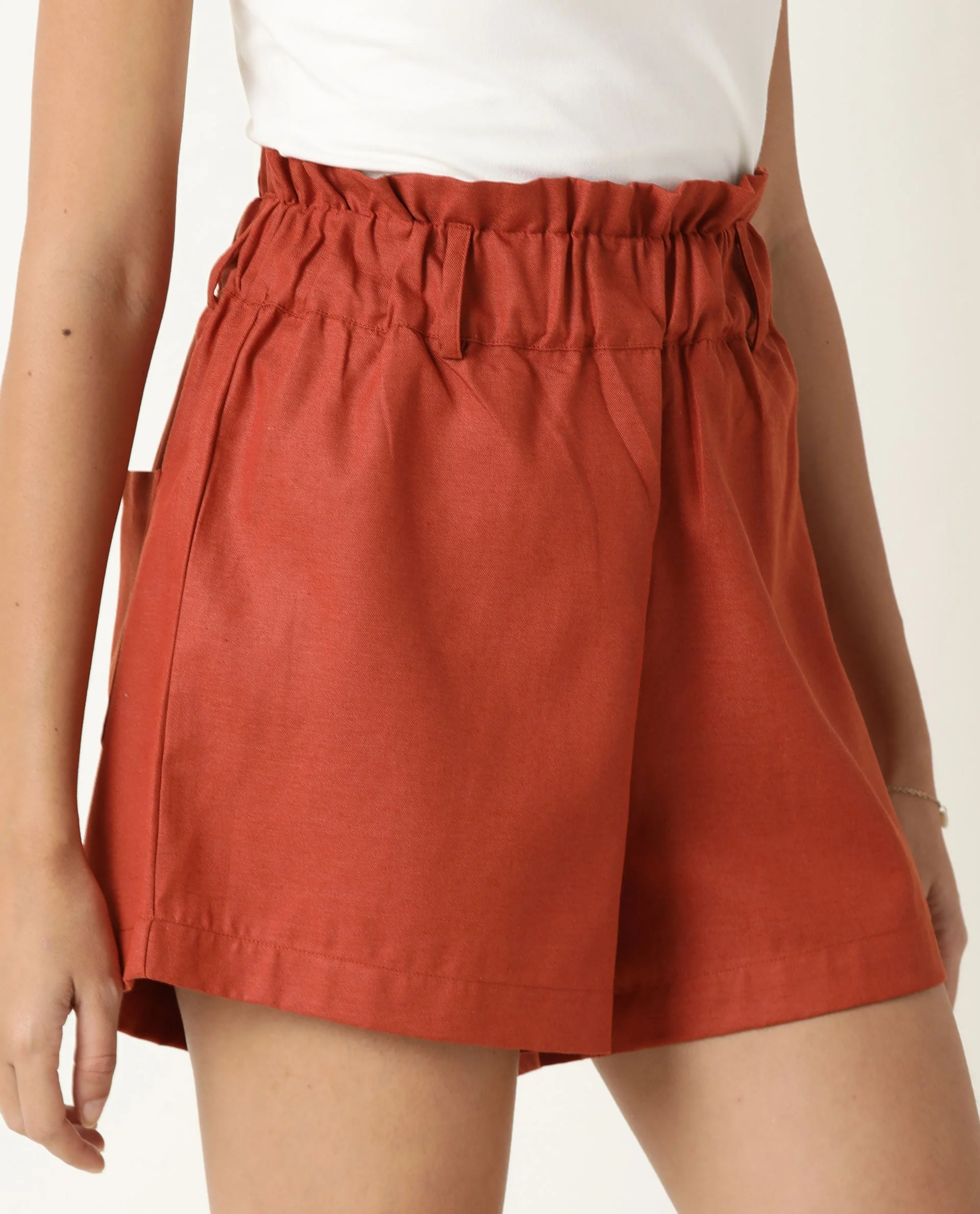 Rareism Women's Wobble Rust Cotton Plain Regular Fit Shorts - Image 3