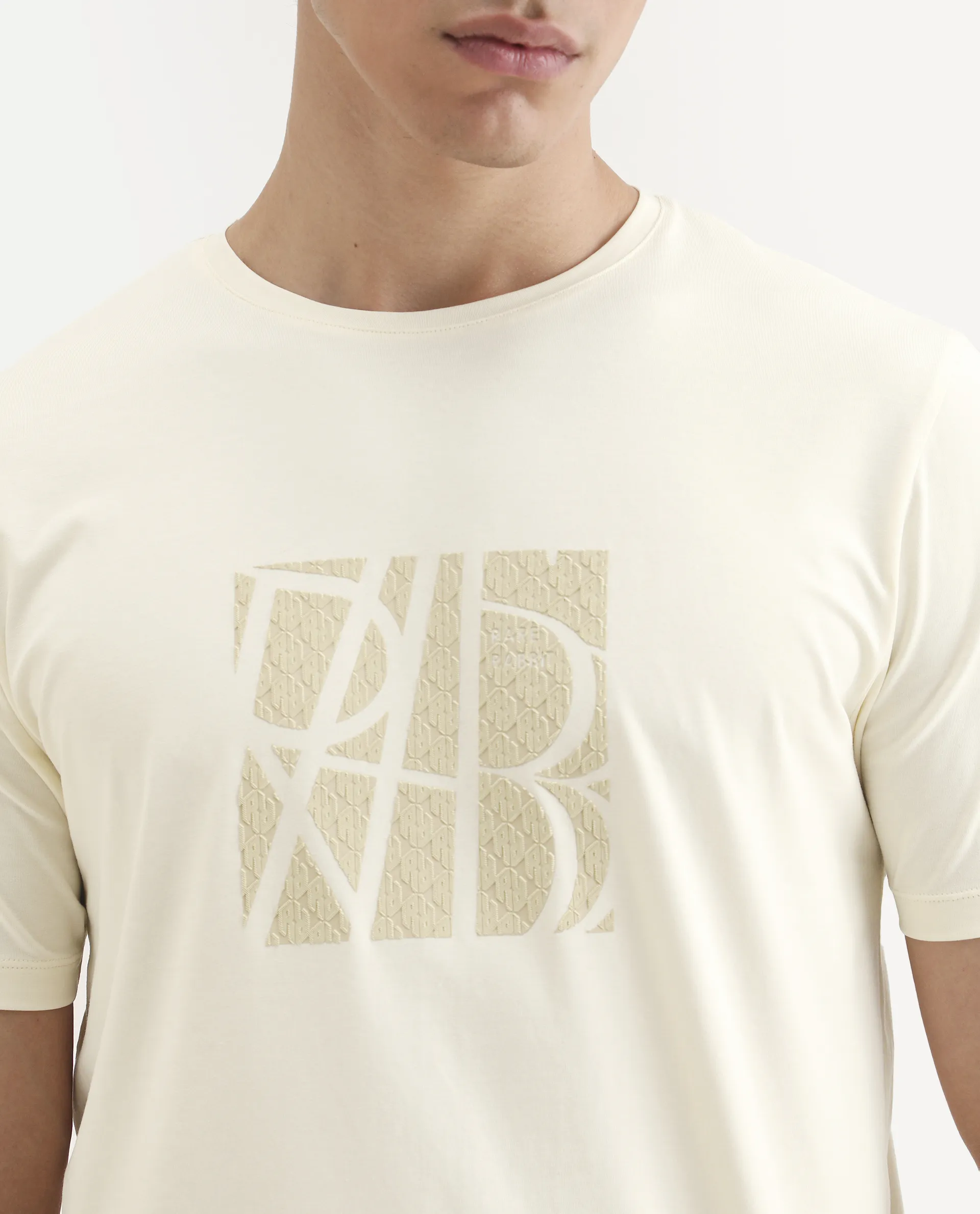 Rare Rabbit Men's Wog Pastel Yellow Cotton Blend Fabric Half Sleeve Crew Neck Regular Fit Graphic Print T-Shirt - Image 3