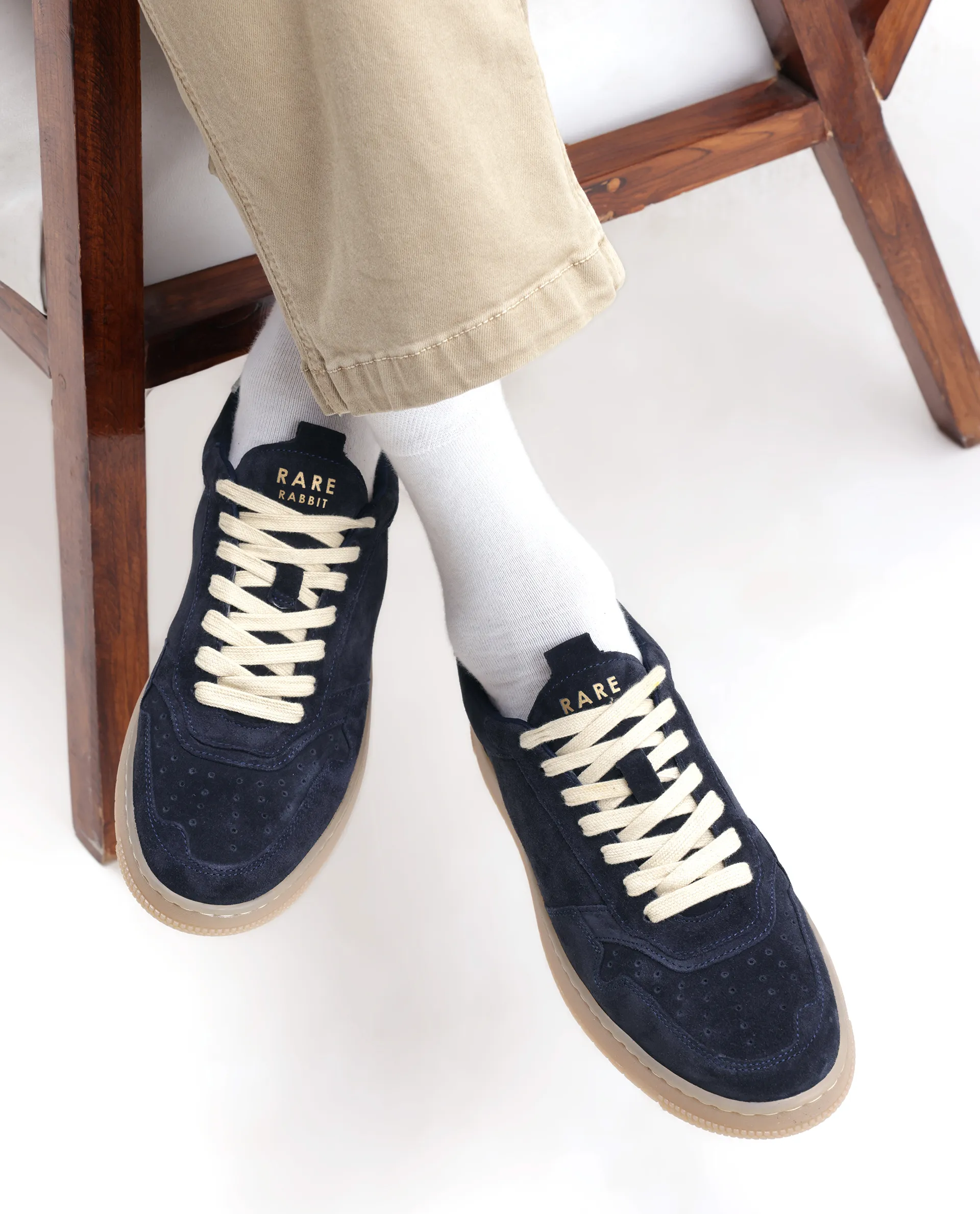 Rare Rabbit Men's Woolton Navy Derby Style Casual Smart Suede Sneakers Shoes - Image 2