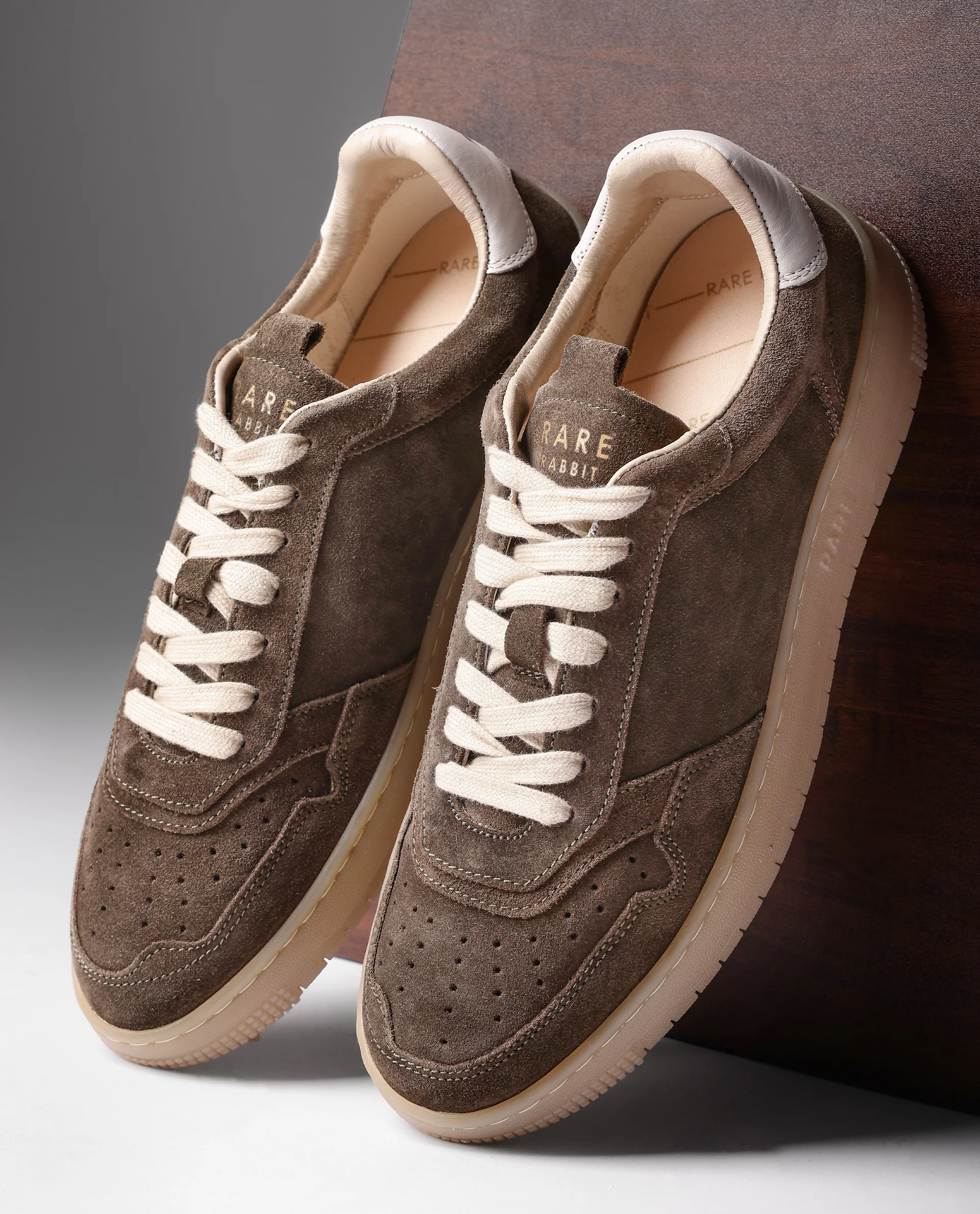 Rare Rabbit Men's Woolton Olive Derby Style Casual Smart Suede Sneakers Shoes - Image 2