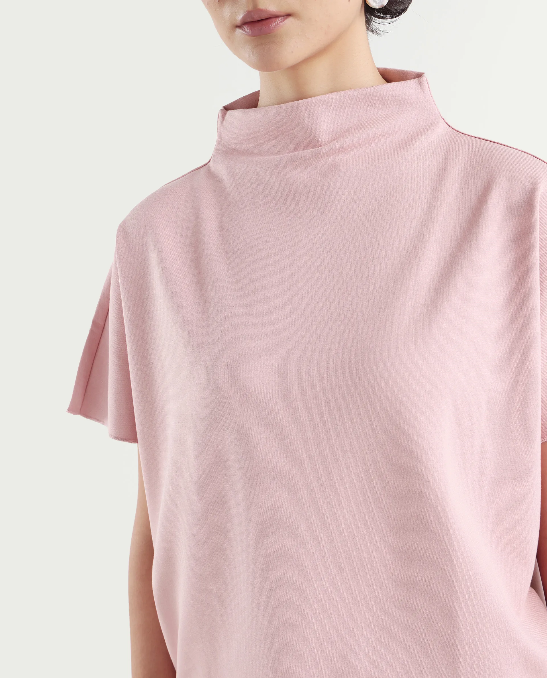 Rareism Women's Worknet Pink Cotton Blend High Neck Plain Extended Sleeves Relaxed Fit Top - Image 4