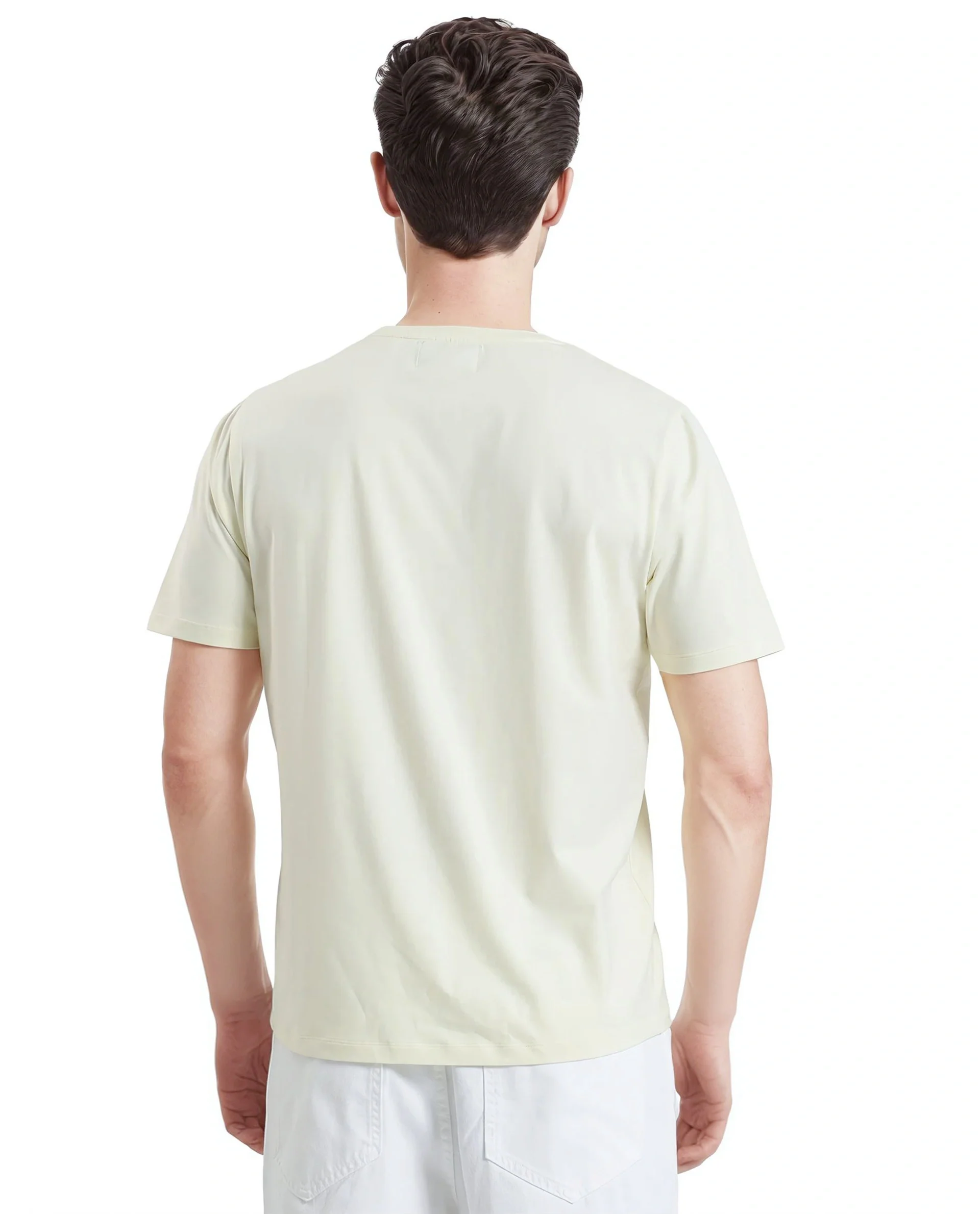 Rare Rabbit Men's Wrax Pastel Yellow Cotton Blend Graphic Print Regular Fit Half Sleeve Crew Neck T-Shirt - Image 7