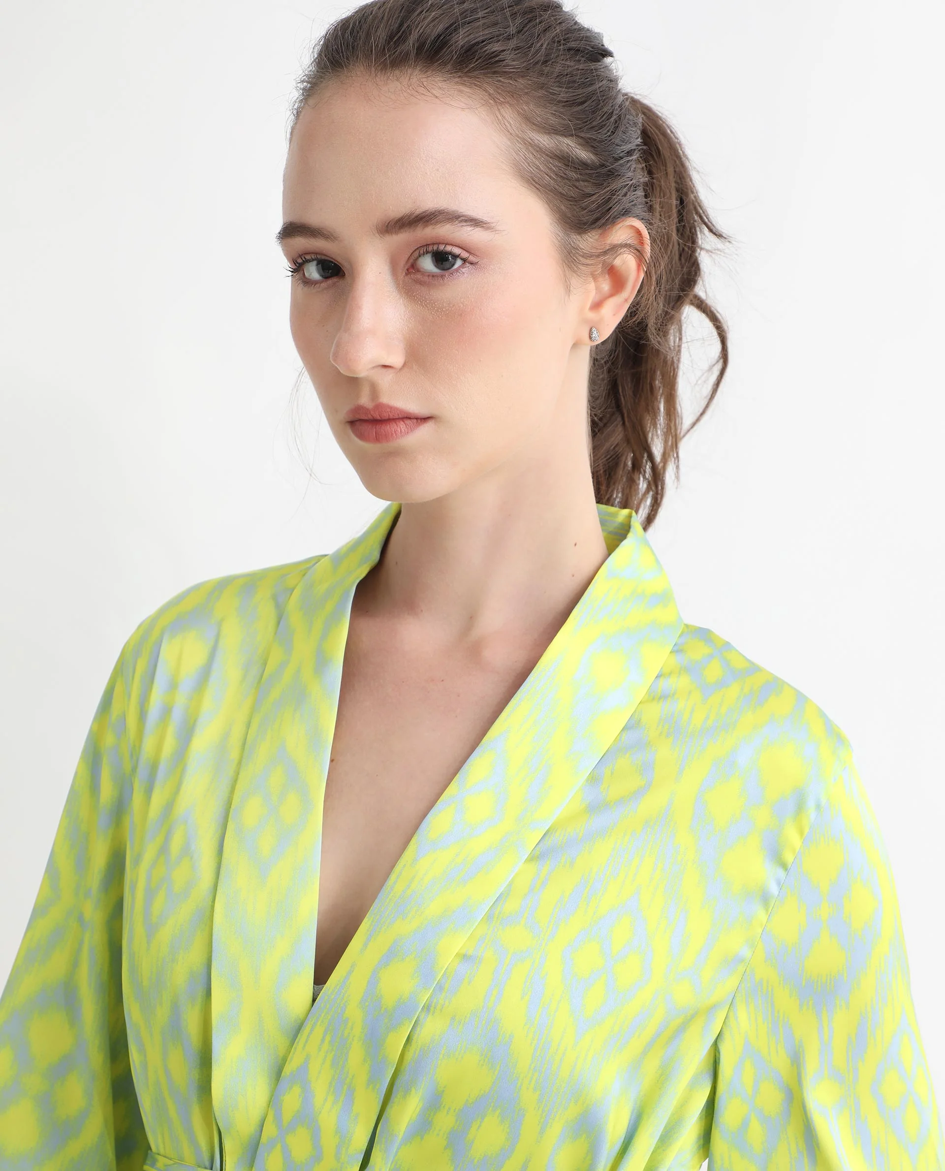 Rareism Women's Wright Flouroscent Yellow Polyester Collarless Abstract Print Regular Fit Top - Image 5