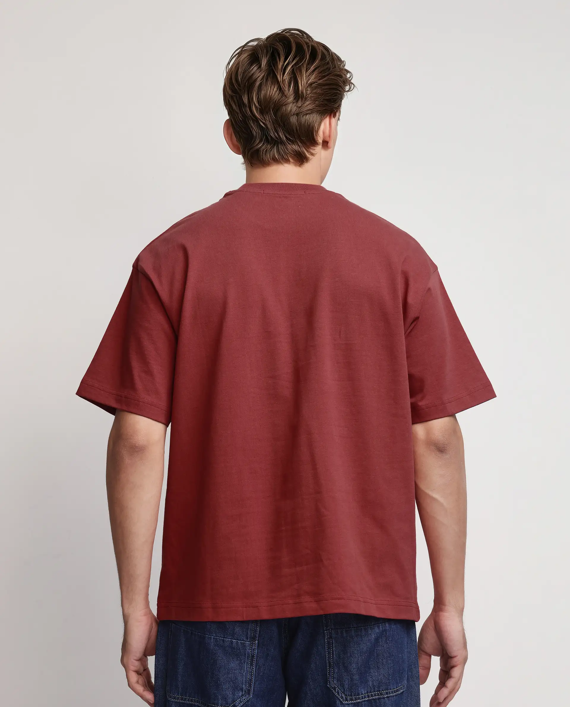 Rare Rabbit Men's Xab Pastel Red Cotton Graphic Print Oversized Fit Half Sleeve Crew Neck T-Shirt - Image 4