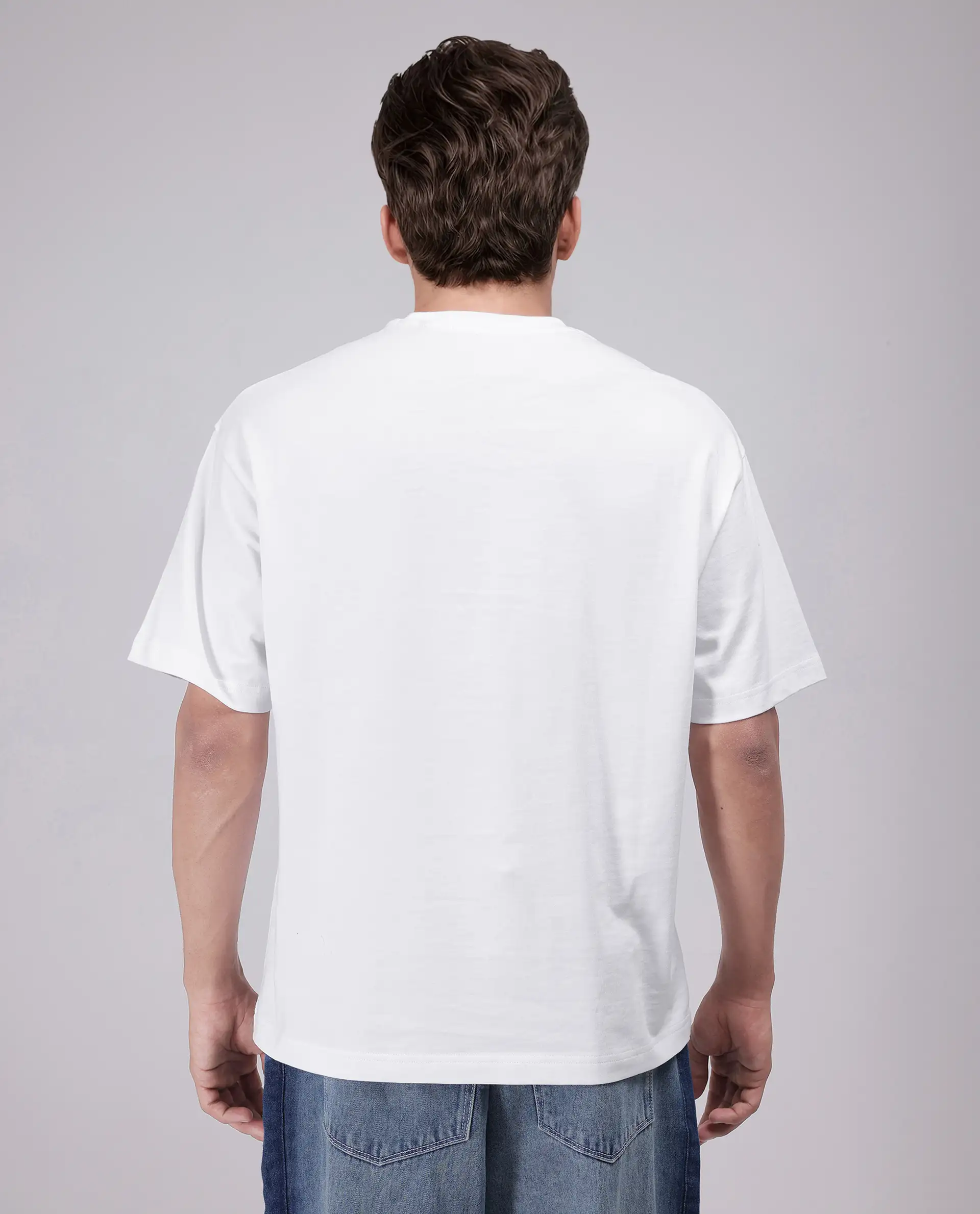 Rare Rabbit Men's Xab White Cotton Graphic Print Oversized Fit Half Sleeve Crew Neck T-Shirt - Image 4