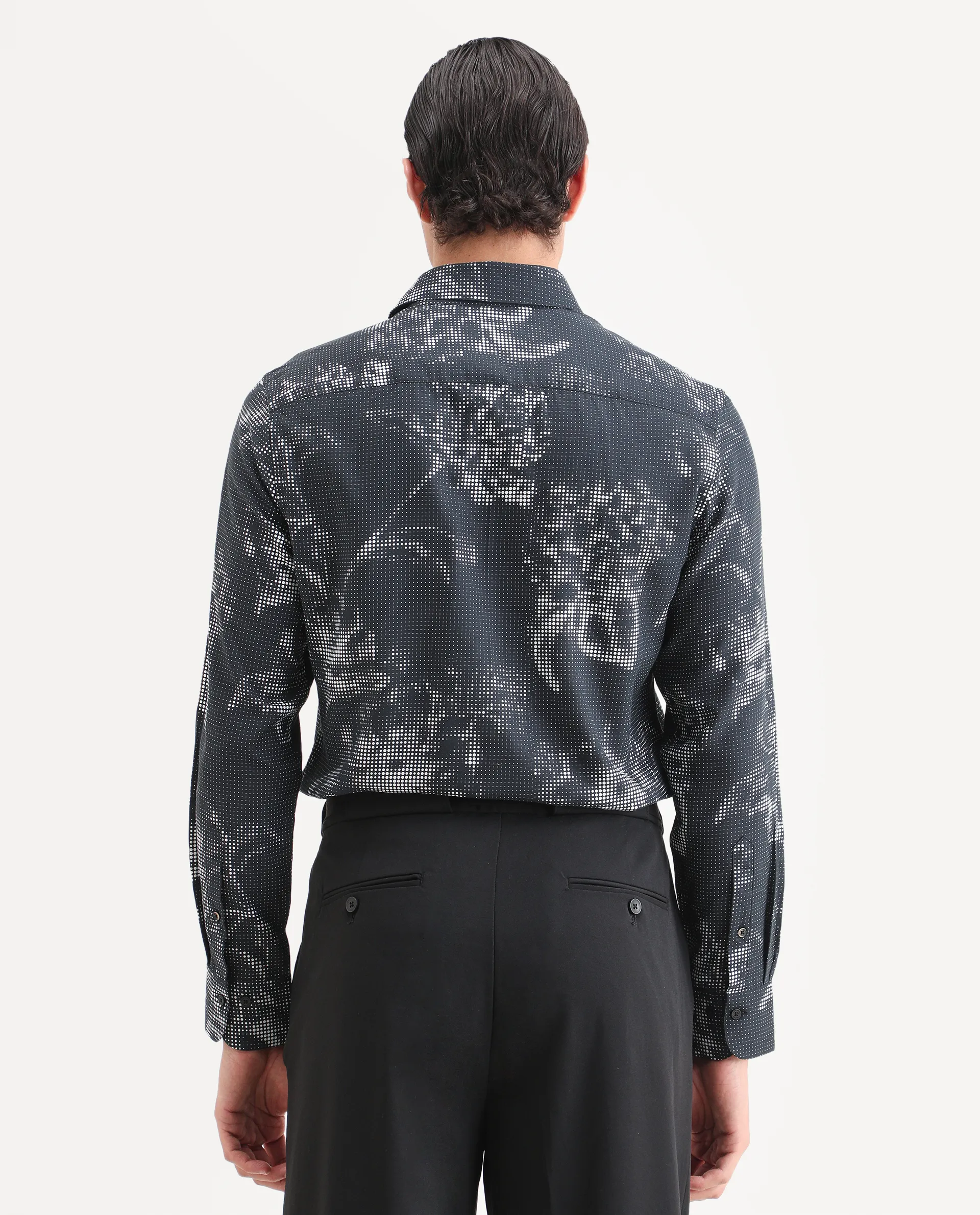 Rare Rabbit Men's Xald Black Cotton Blend Fabric Full Sleeve Spread Collar Regular Fit Floral Print Shirt - Image 7