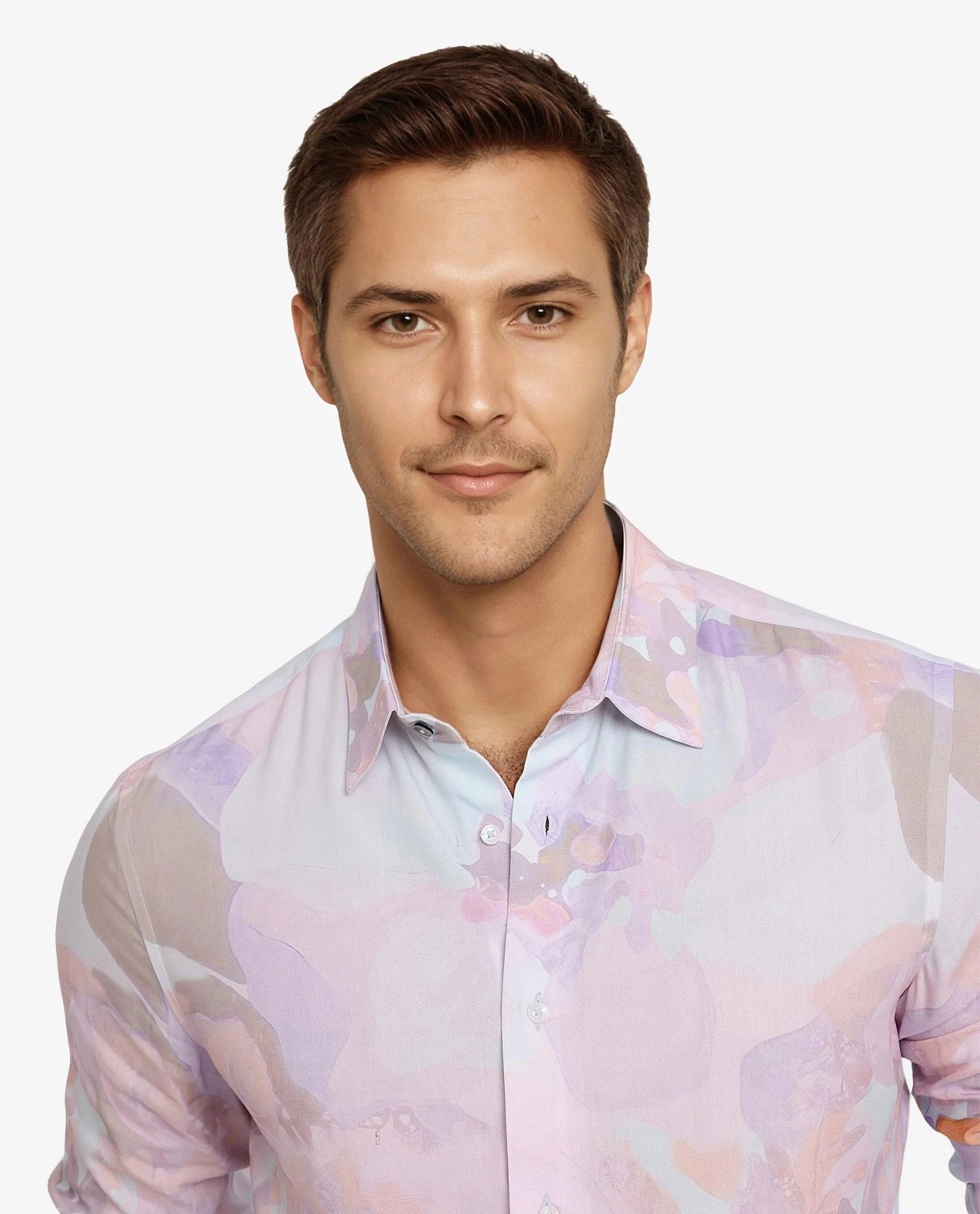 Rare Rabbit Men's Xano Pastel Blue Viscose Abstract Print Regular Fit Full Sleeve Collared Shirt - Image 2