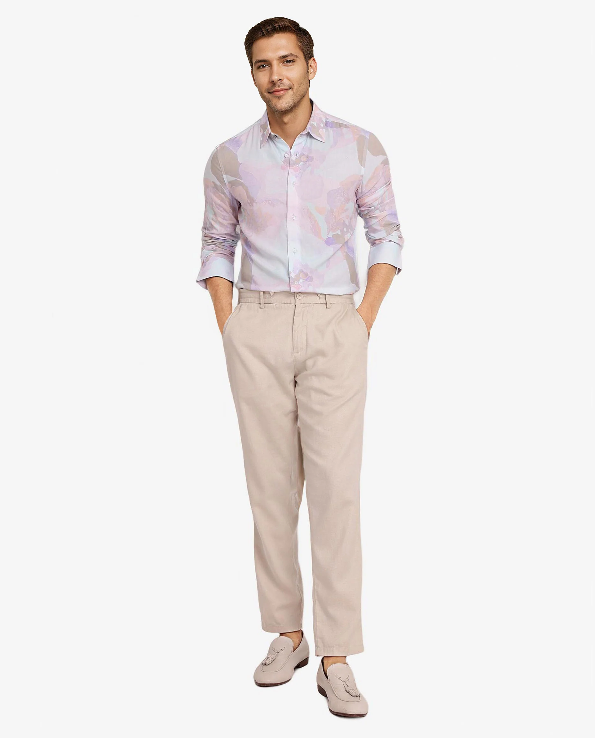 Rare Rabbit Men's Xano Pastel Blue Viscose Abstract Print Regular Fit Full Sleeve Collared Shirt - Image 3