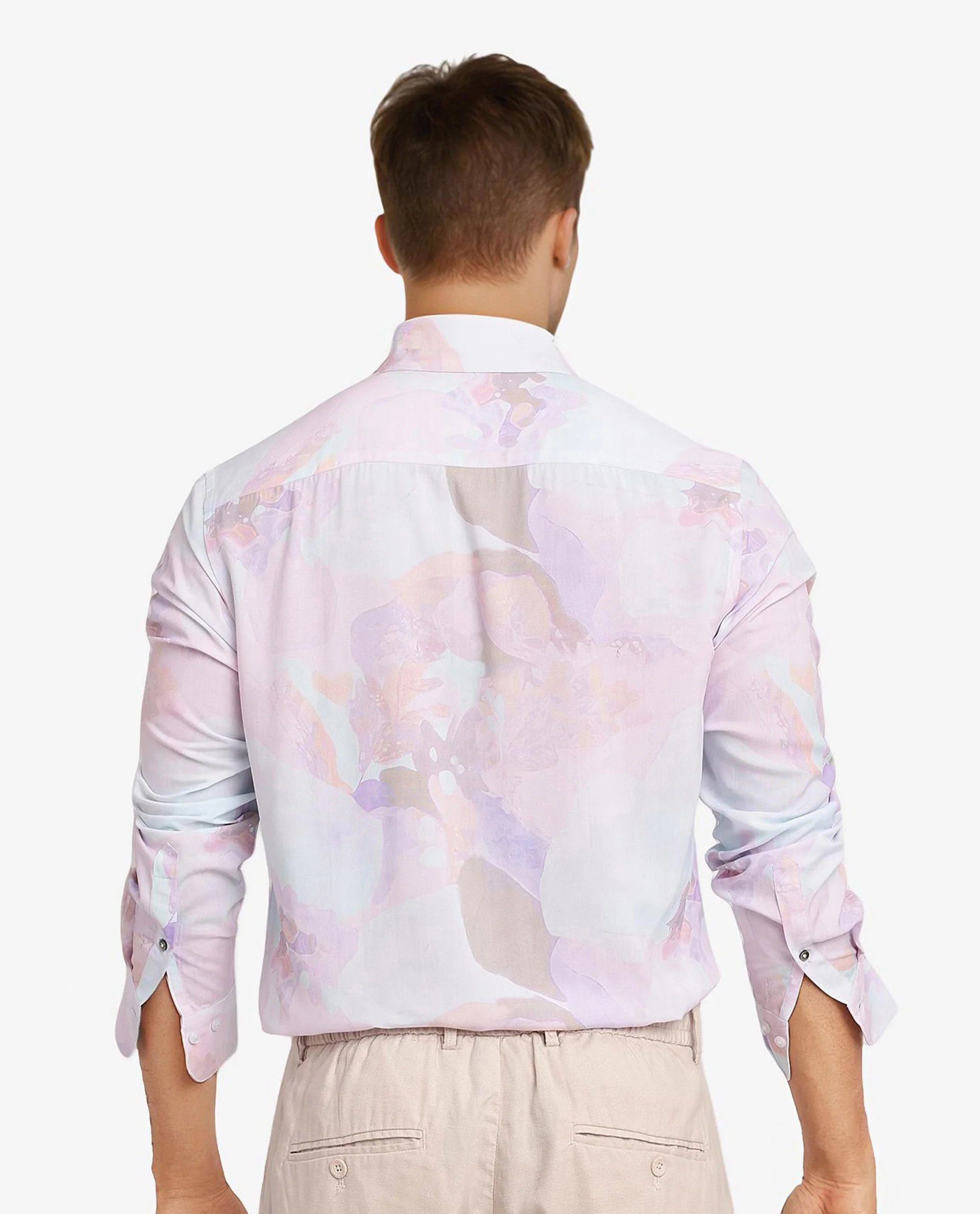 Rare Rabbit Men's Xano Pastel Blue Viscose Abstract Print Regular Fit Full Sleeve Collared Shirt - Image 5