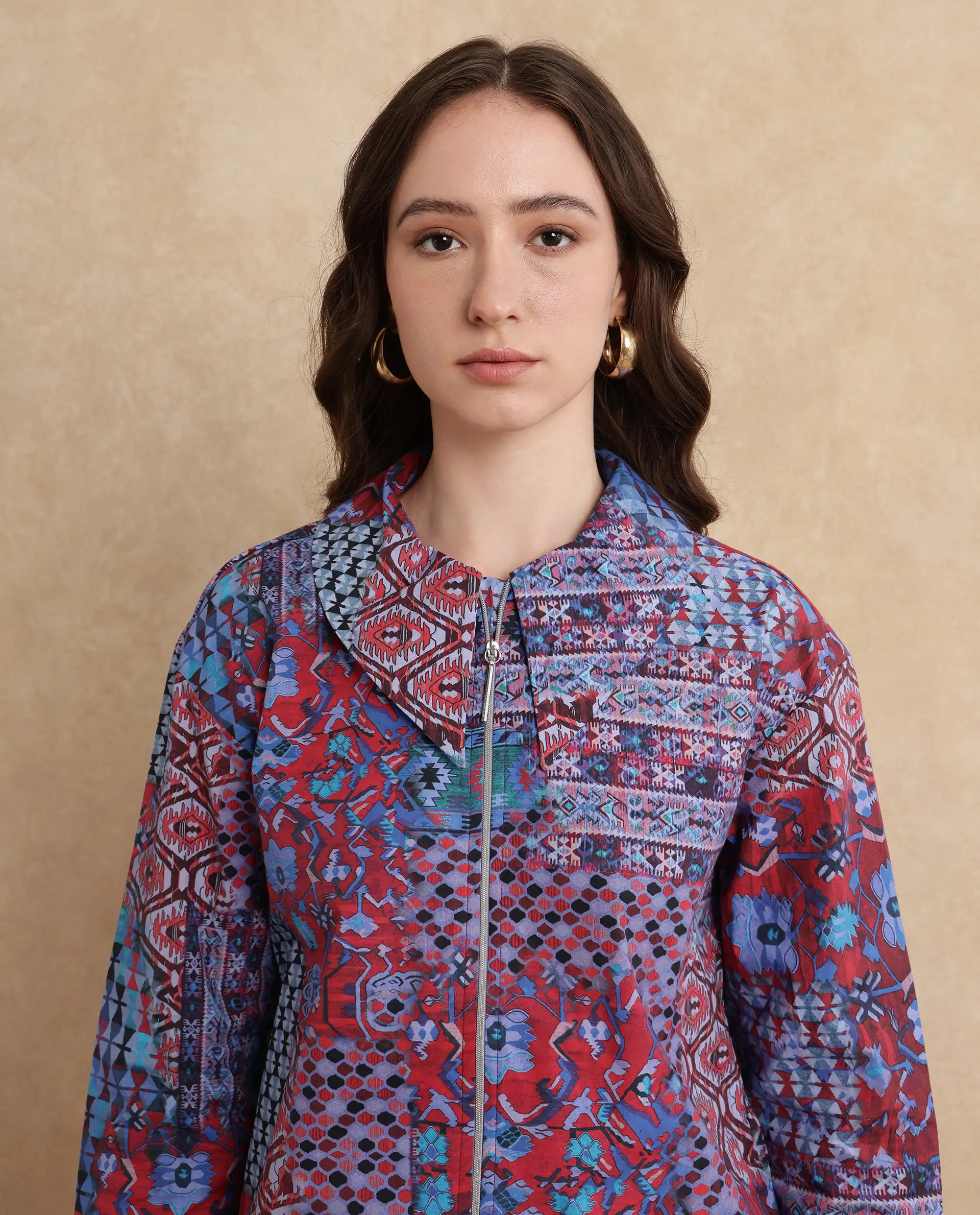 Rareism Women's Xany Multi Cotton Spread Collar Abstract Print Regular Fit Top - Image 3
