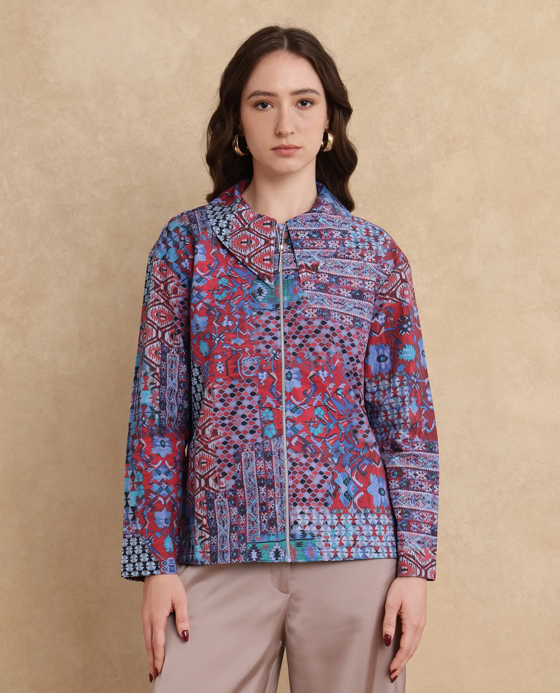 Rareism Women's Xany Multi Cotton Spread Collar Abstract Print Regular Fit Top - Image 4