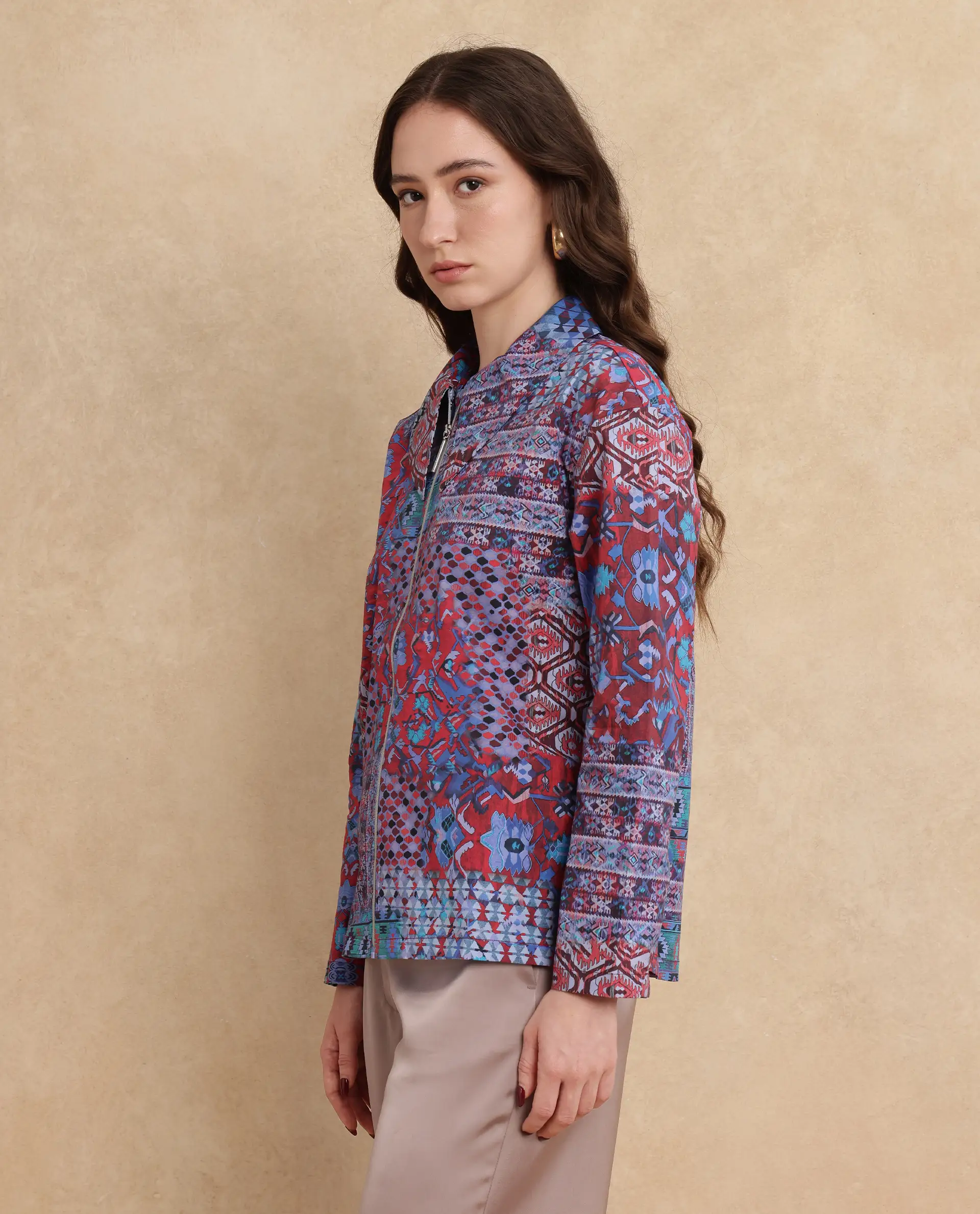 Rareism Women's Xany Multi Cotton Spread Collar Abstract Print Regular Fit Top - Image 6