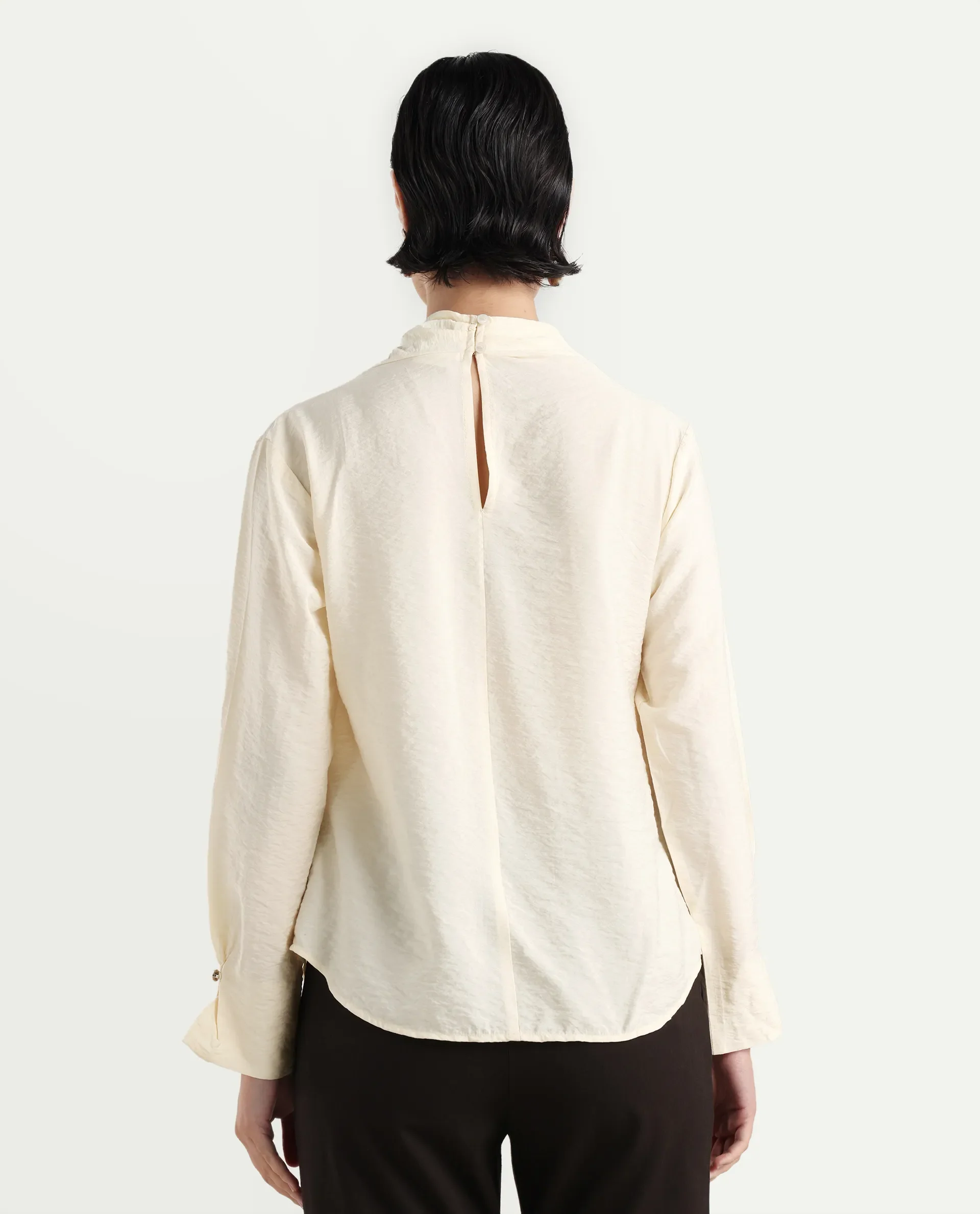 Rareism Women's Xave Beige Nylon Nylon Blend Spread Collar Plain Regular Fit Shirt - Image 7