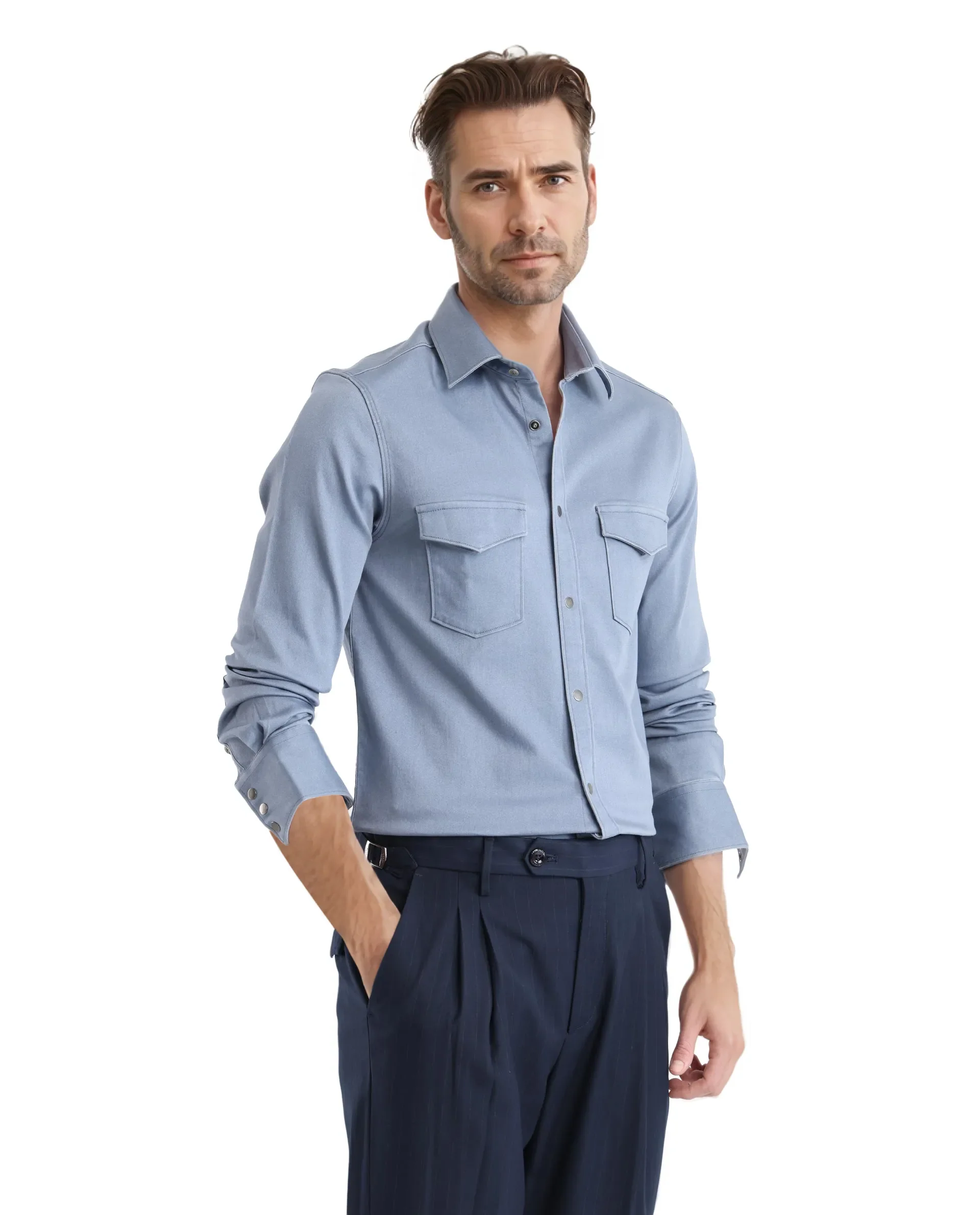 Rare Rabbit Men's Xenor Blue Cotton Plain Regular Fit Full Sleeve Collared Shirt - Image 6