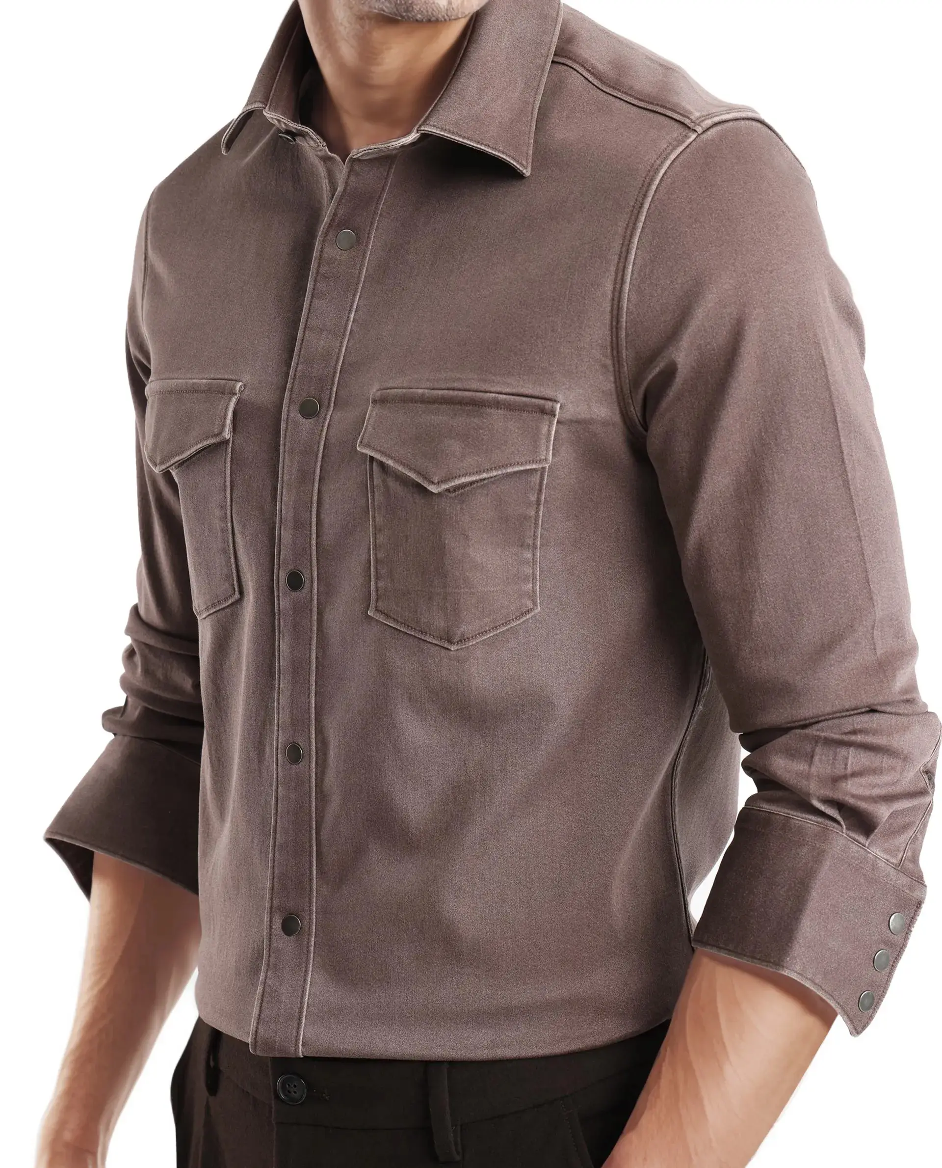 Rare Rabbit Men's Xenor Brown Cotton Plain Regular Fit Full Sleeve Collared Shirt - Image 3