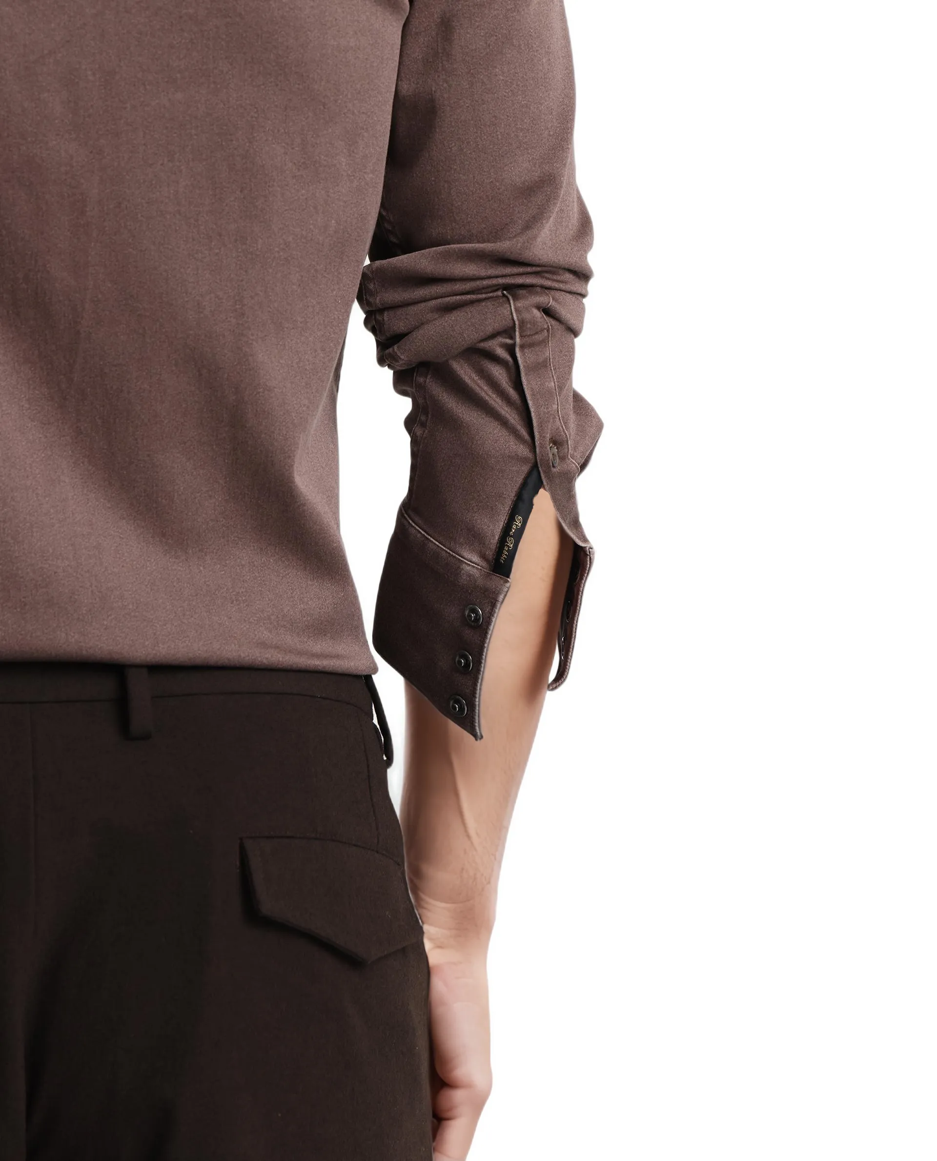 Rare Rabbit Men's Xenor Brown Cotton Plain Regular Fit Full Sleeve Collared Shirt - Image 7