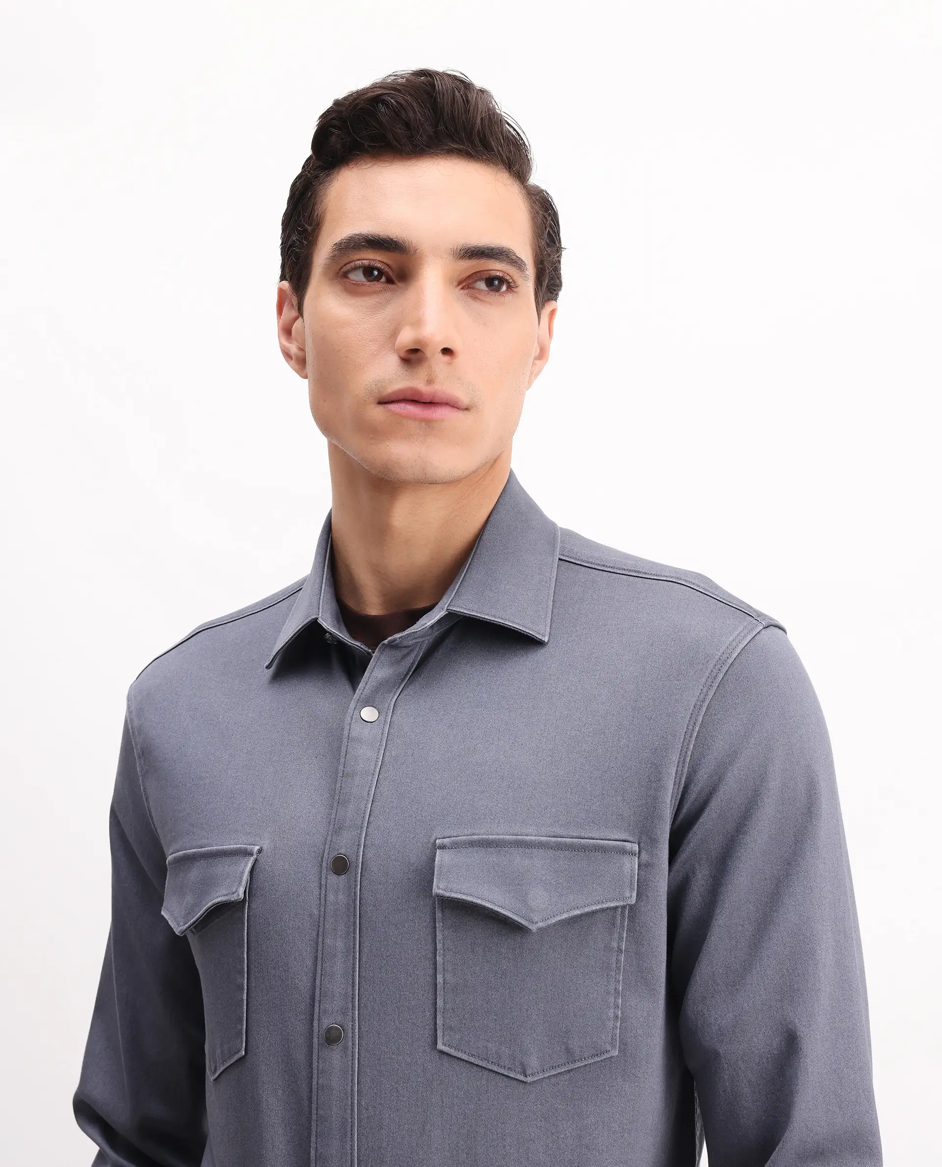 Rare Rabbit Men's Xenor 25 Dusky Blue Cotton Plain Regular Fit Full Sleeve Collared Shirt - Image 4