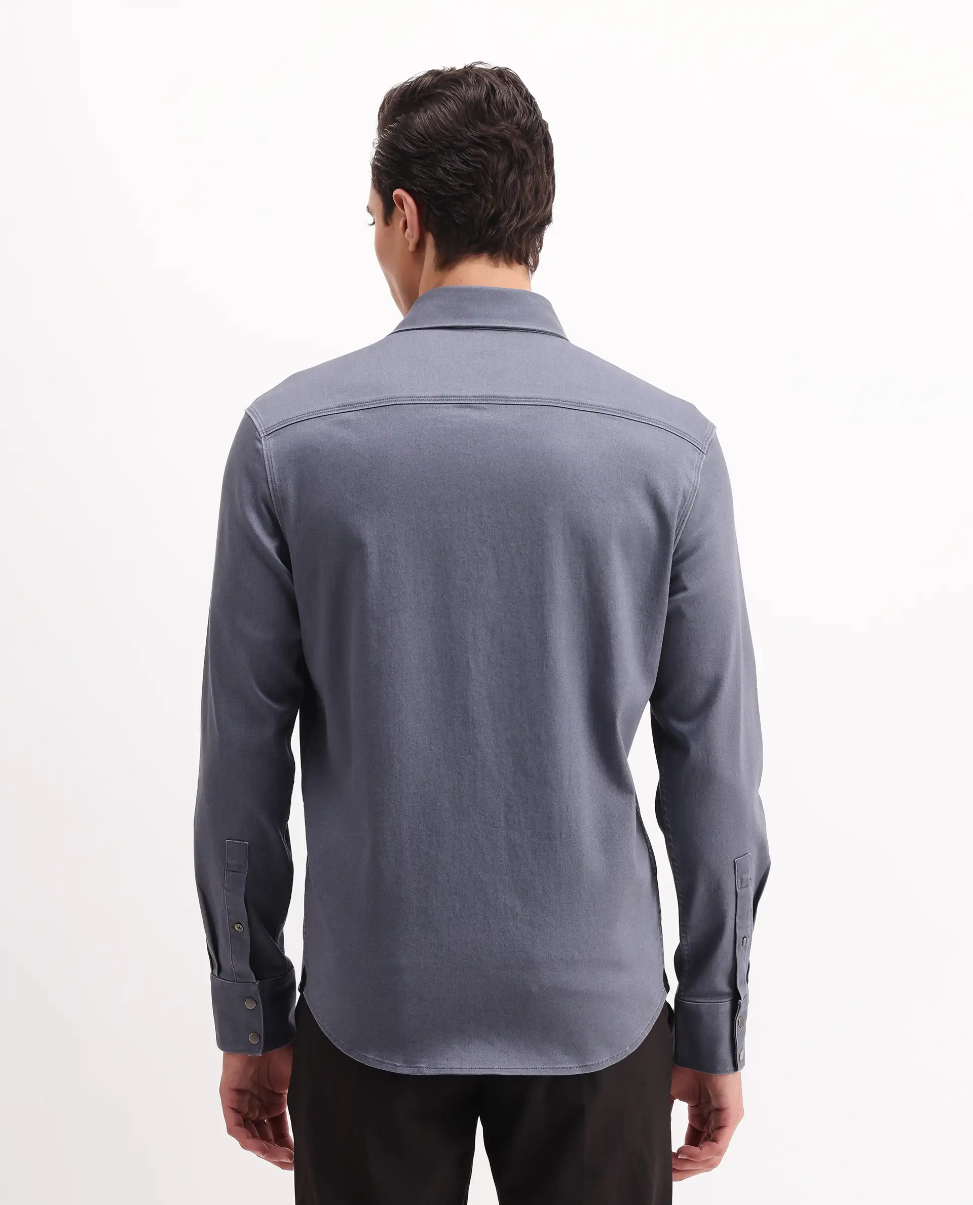 Rare Rabbit Men's Xenor 25 Dusky Blue Cotton Plain Regular Fit Full Sleeve Collared Shirt - Image 7