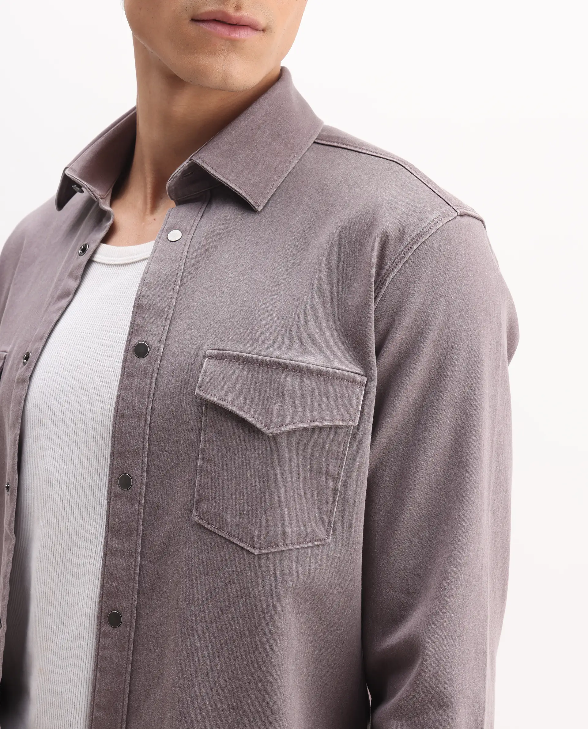 Rare Rabbit Men's Xenor 25 Dusky Purple Cotton Plain Regular Fit Full Sleeve Collared Shirt - Image 3
