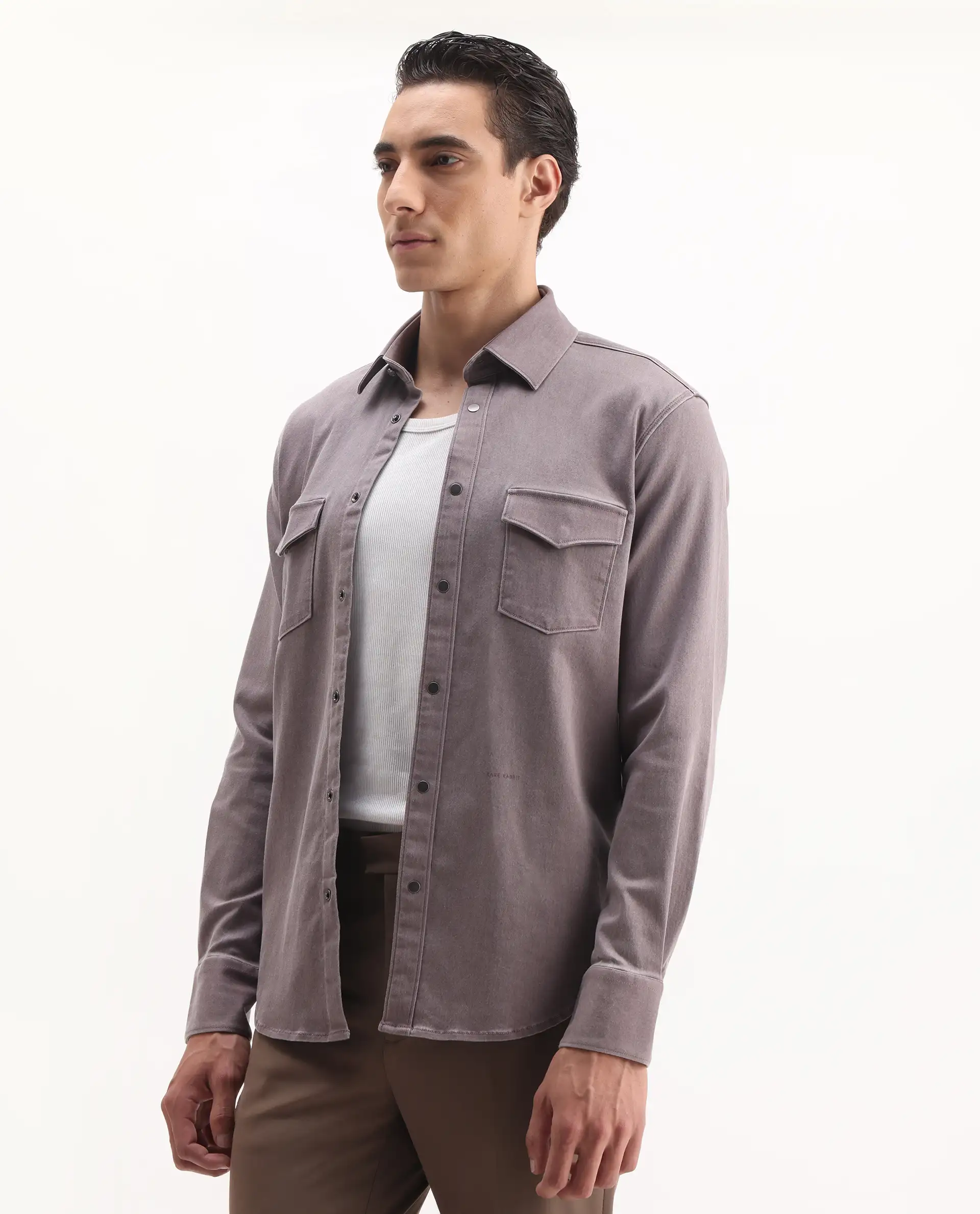 Rare Rabbit Men's Xenor 25 Dusky Purple Cotton Plain Regular Fit Full Sleeve Collared Shirt - Image 5