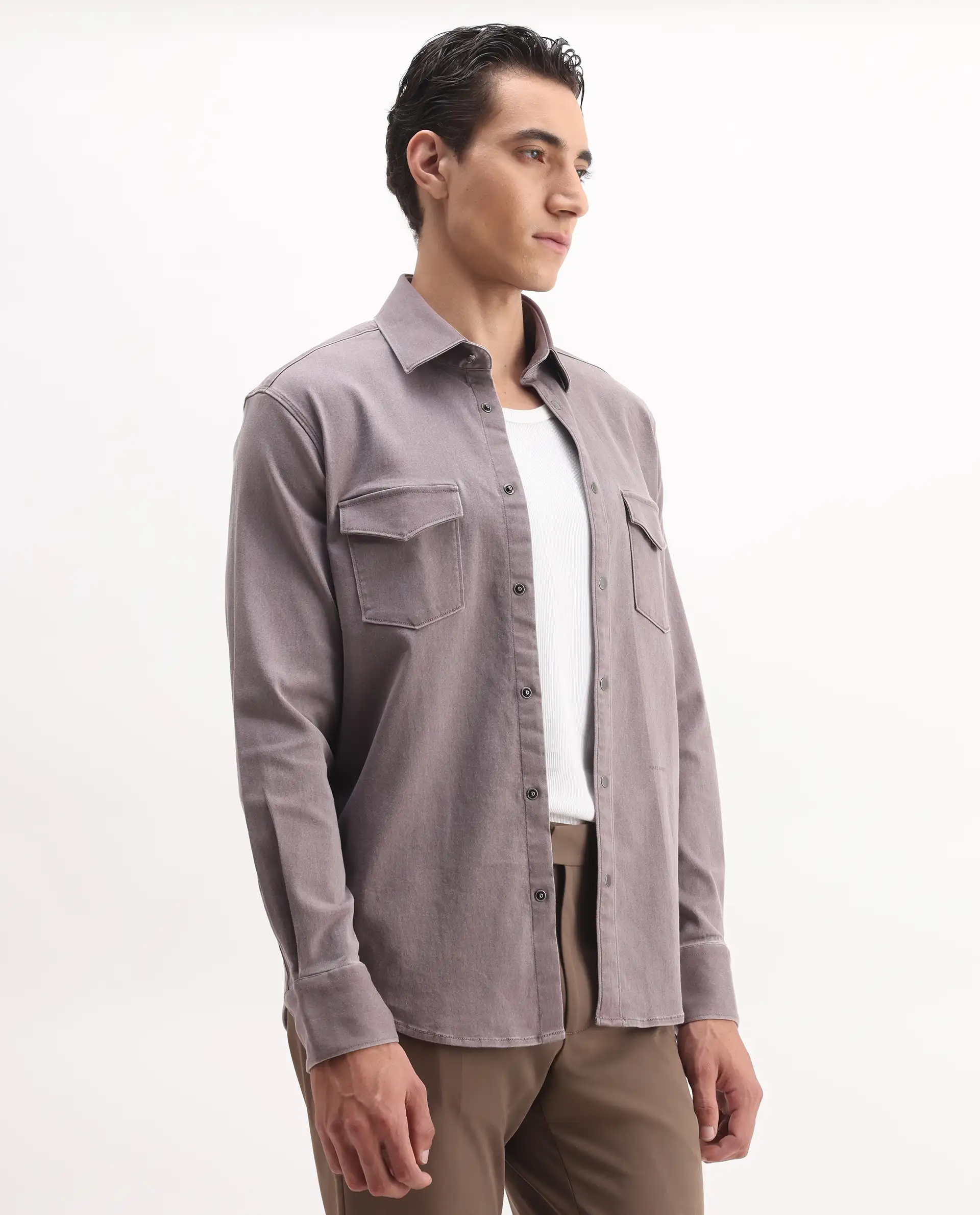 Rare Rabbit Men's Xenor 25 Dusky Purple Cotton Plain Regular Fit Full Sleeve Collared Shirt - Image 6