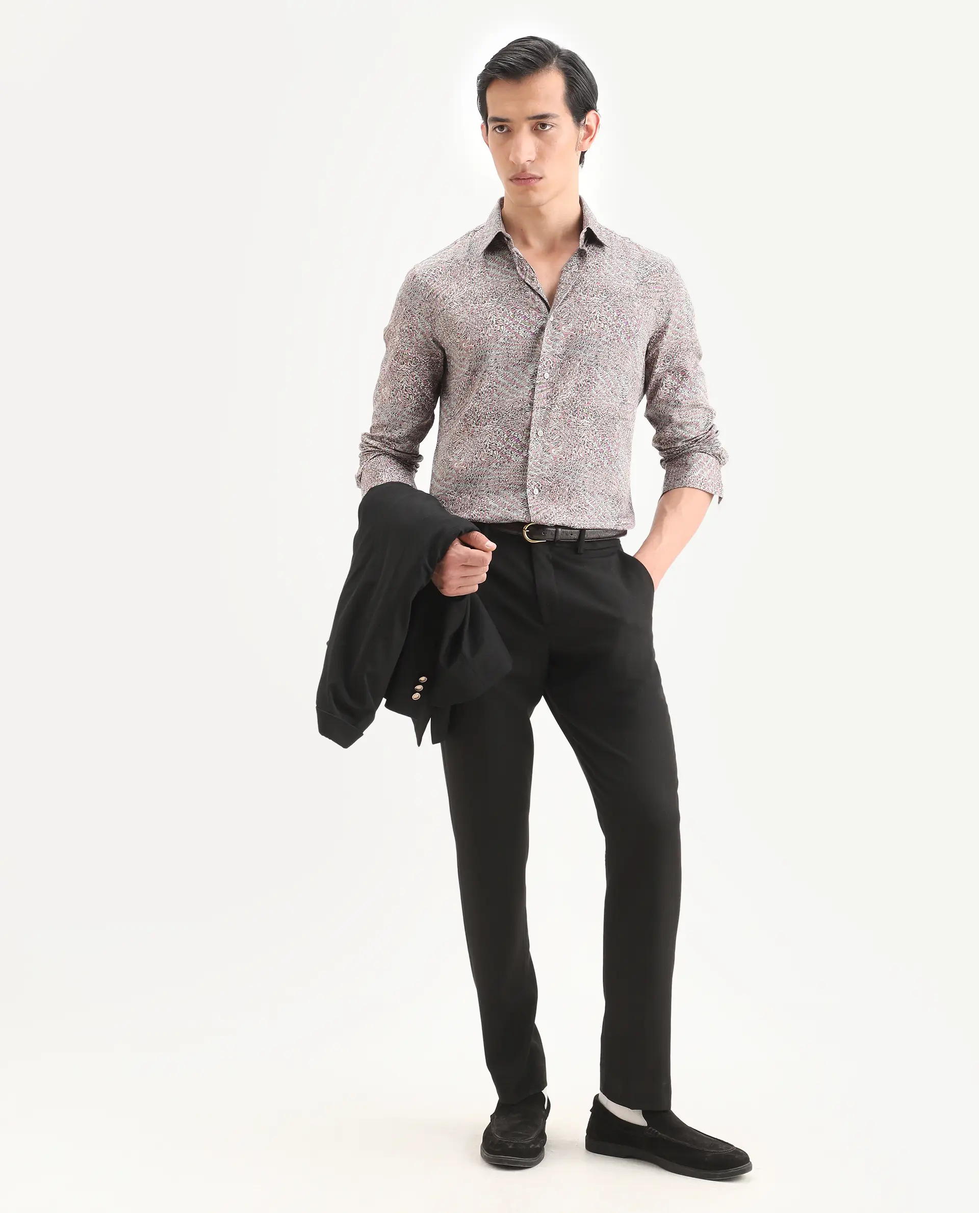 Rare Rabbit Men's Xion-1 Multi Cotton Blend Fabric Full Sleeve Spread Collar Regular Fit Abstract Print Shirt - Image 2