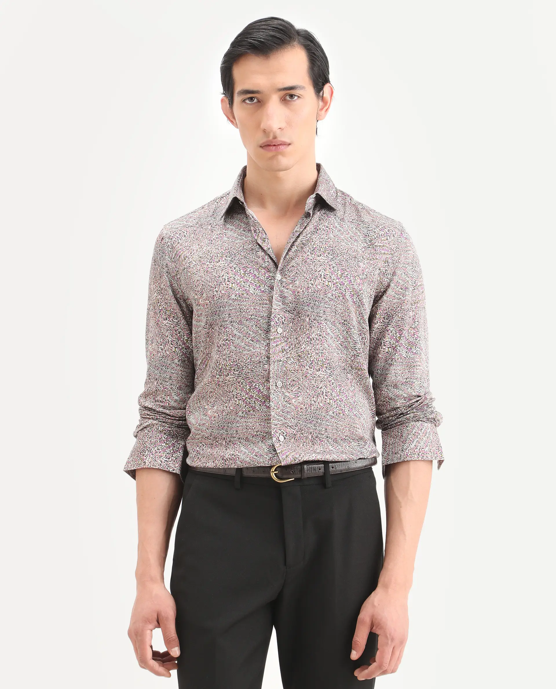 Rare Rabbit Men's Xion-1 Multi Cotton Blend Fabric Full Sleeve Spread Collar Regular Fit Abstract Print Shirt - Image 3