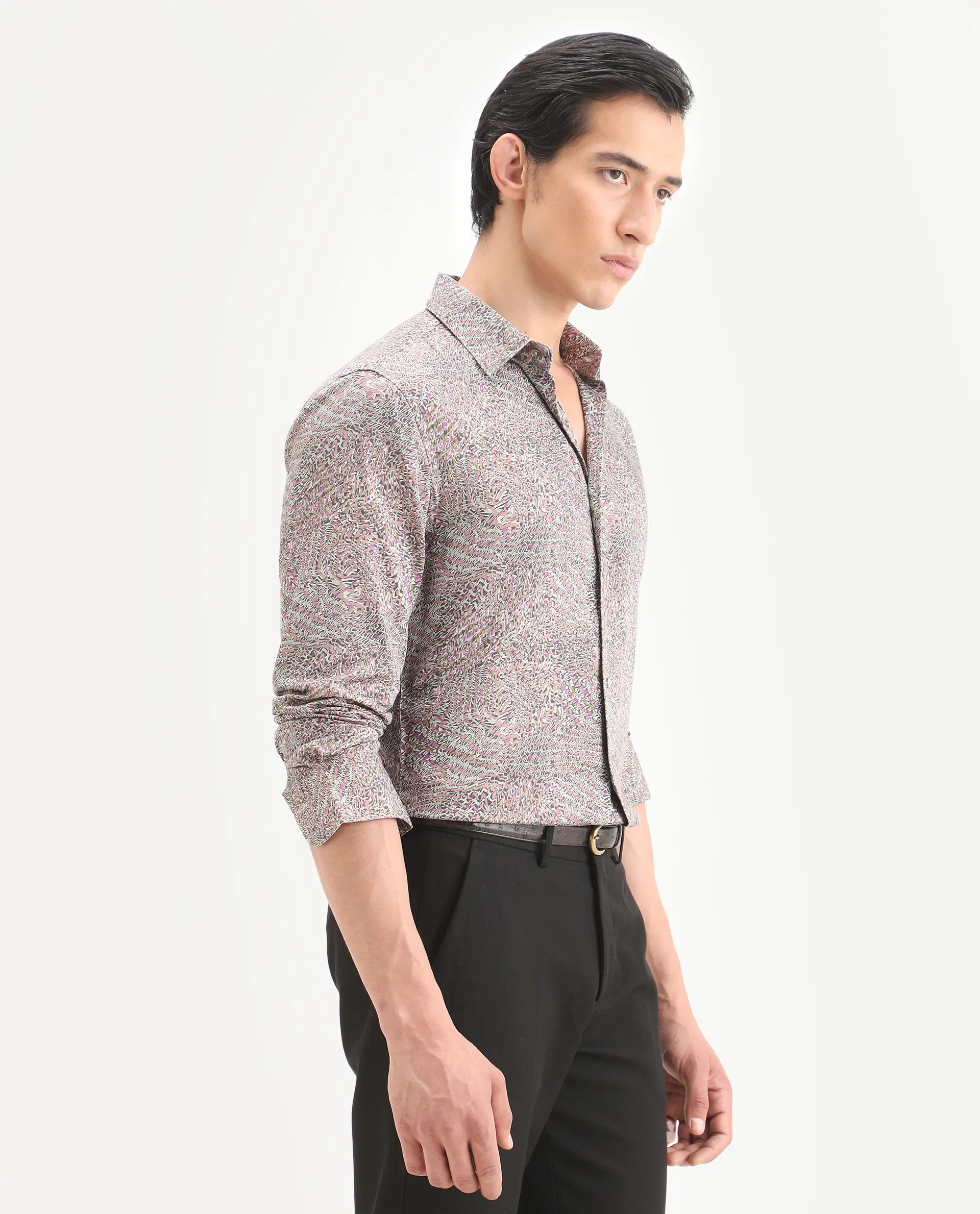 Rare Rabbit Men's Xion-1 Multi Cotton Blend Fabric Full Sleeve Spread Collar Regular Fit Abstract Print Shirt - Image 5