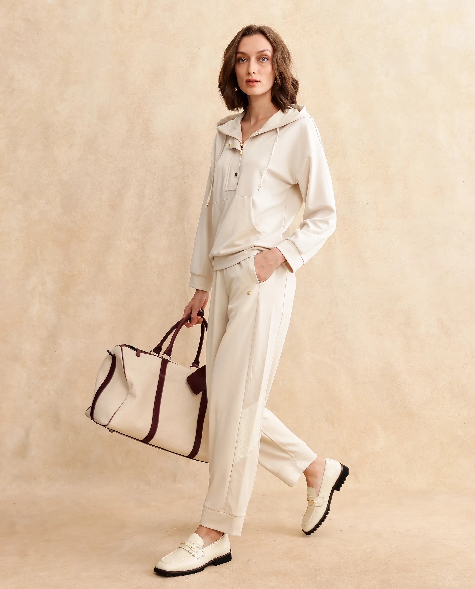 Rareism Women's Yalova Off White Modal Blend Hooded Plain Relaxed Fit Sweatshirt - Image 7