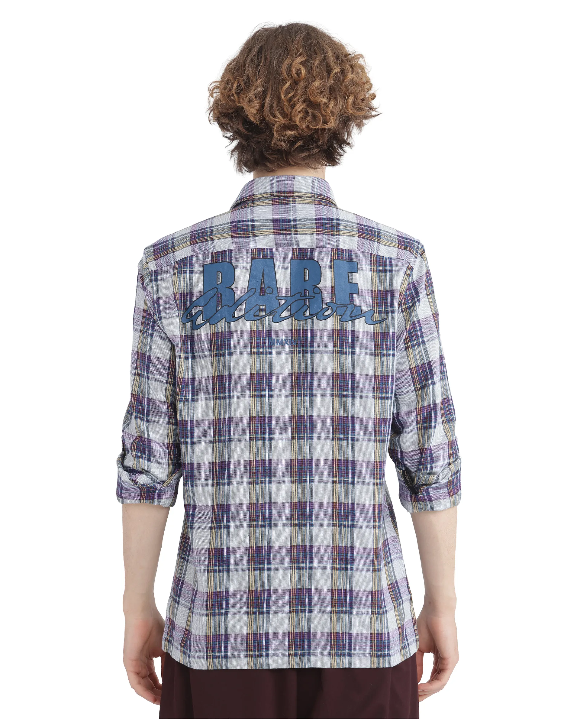 Rare Rabbit Men's Yanda Grey Cotton Checked Print Oversized Fit Full Sleeve Collared Shirt - Image 8